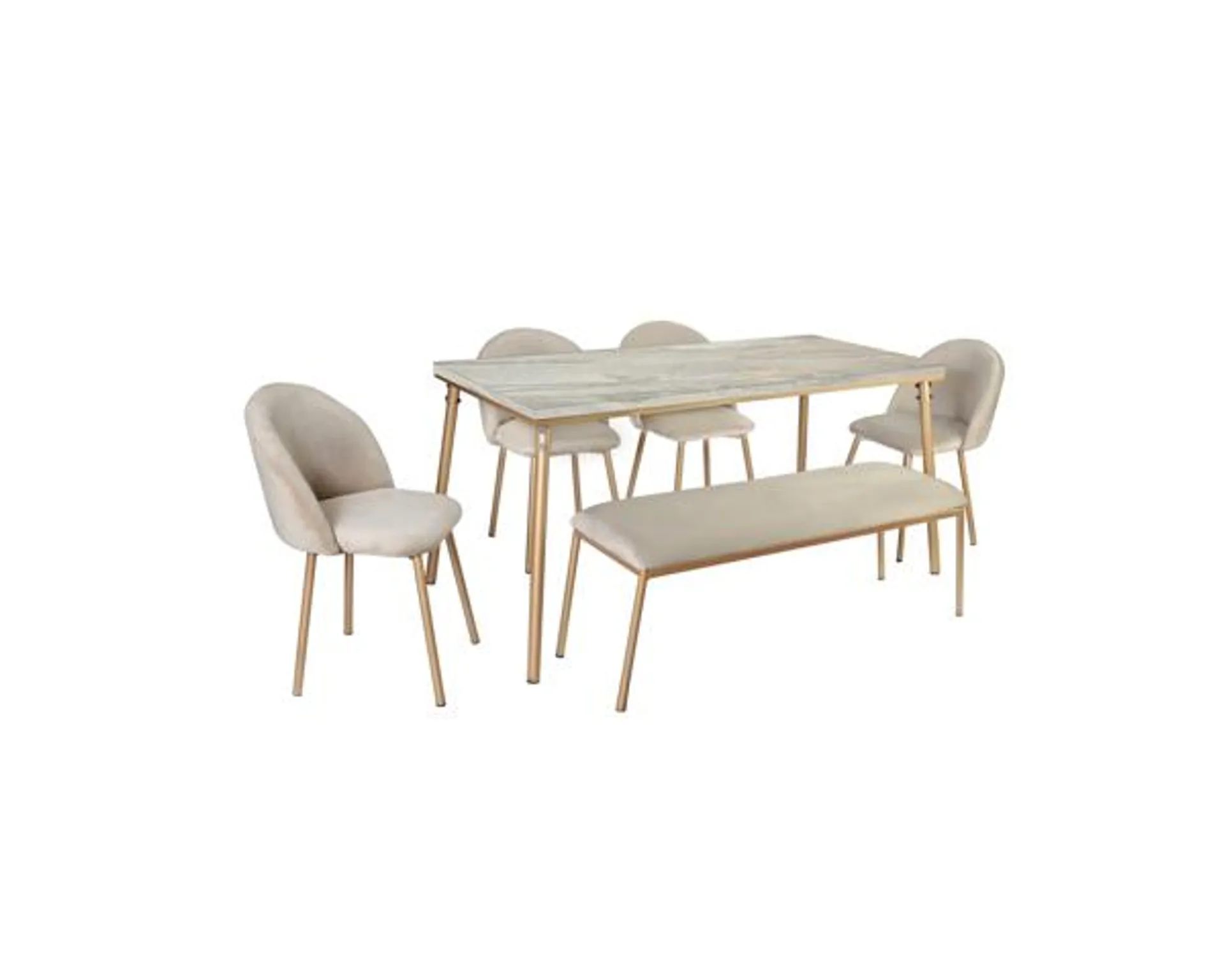 Antecomedor Tubular Luciana 4 Sillas 1 Banca