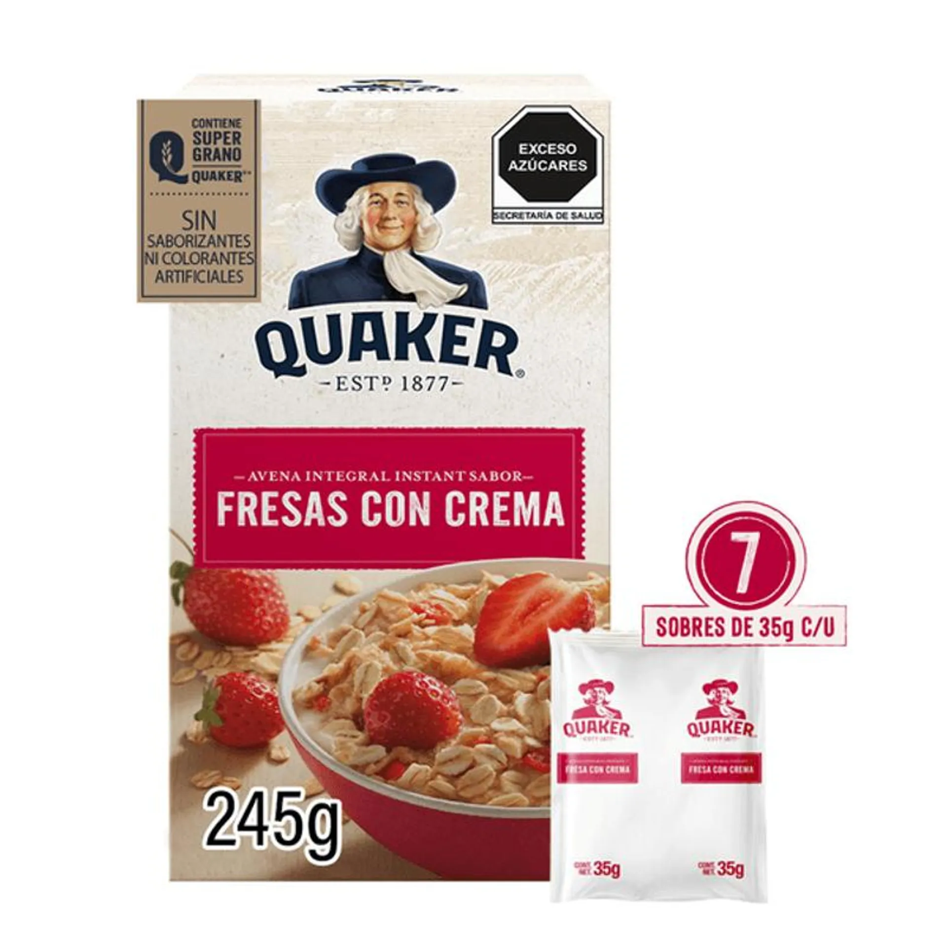 Avena integral sabor fresas con crema 245 g