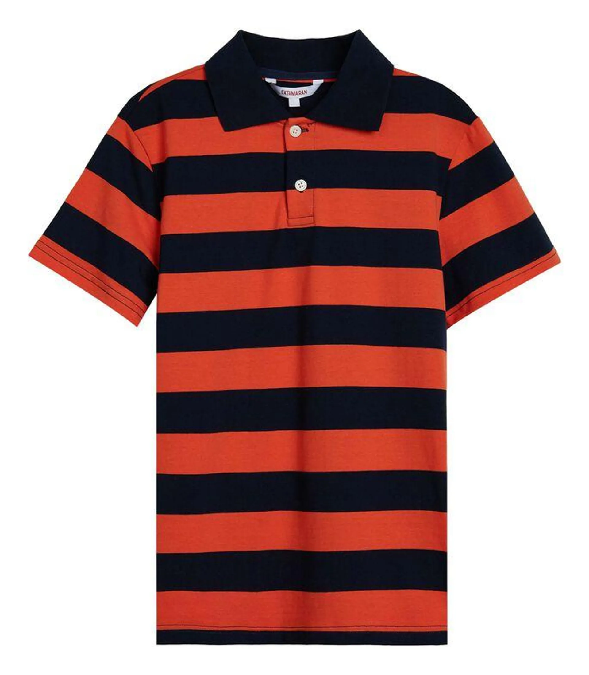 Playera tipo polo con rayas de manga corta Niño