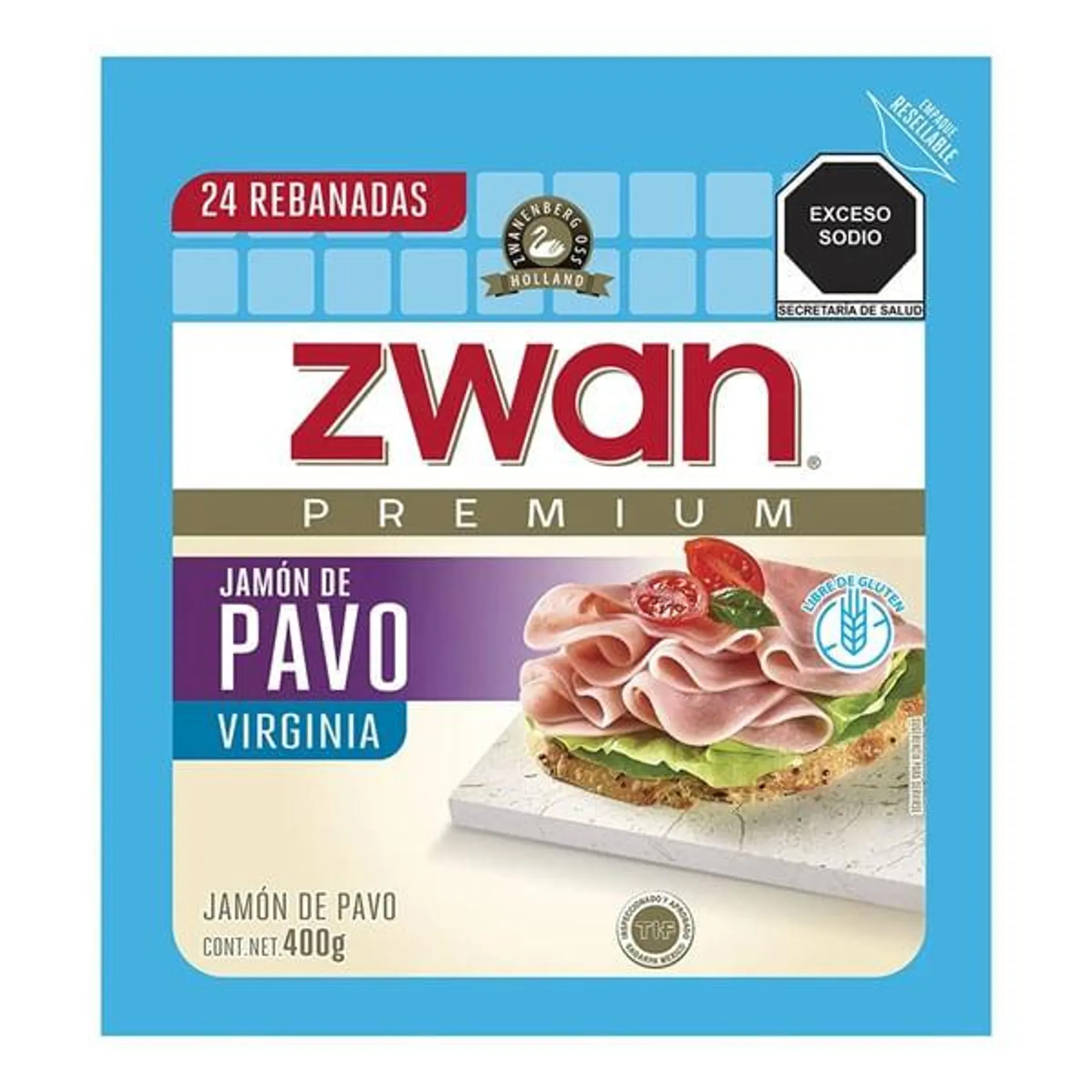 Jamón Zwan virginia pavo 400 g