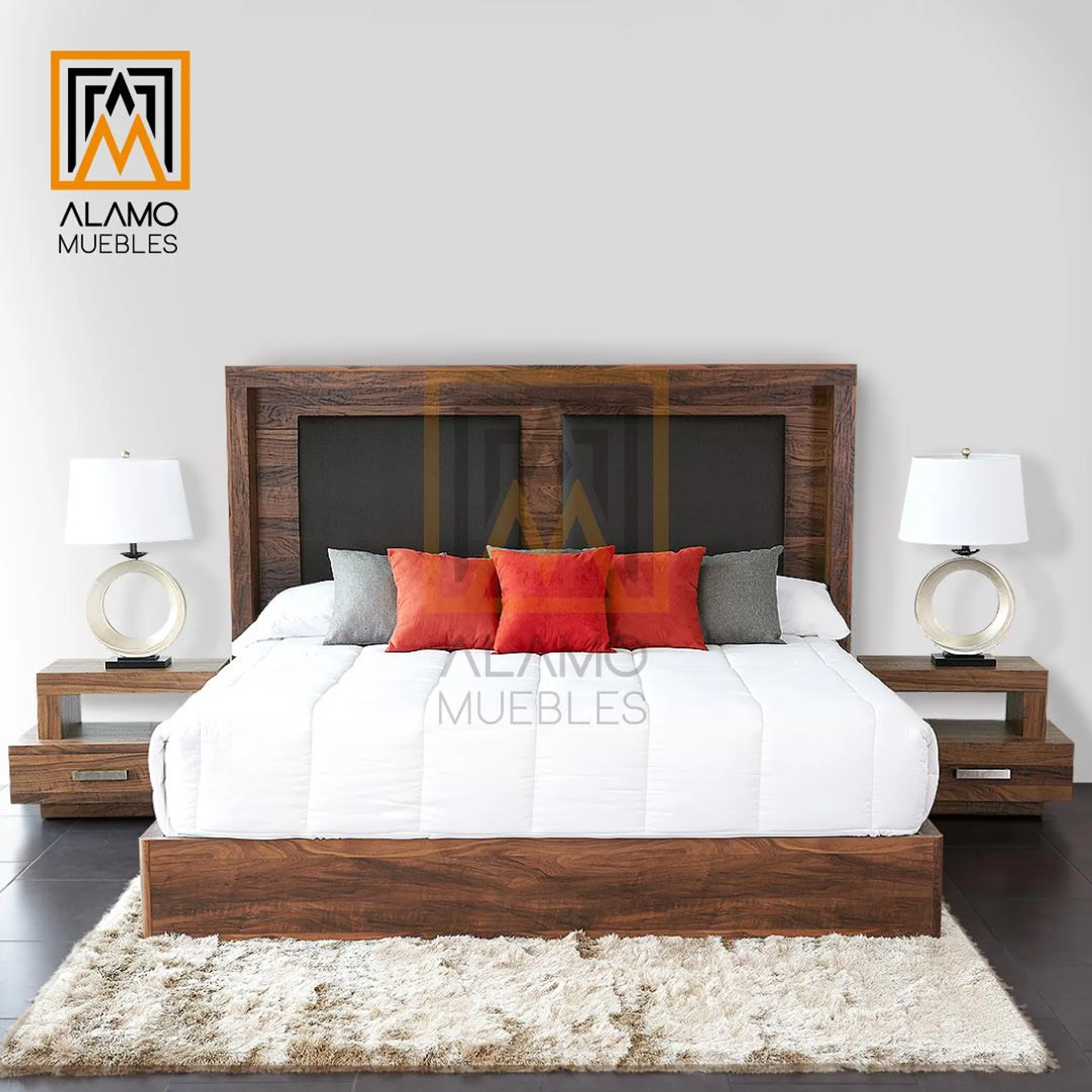 Set Wyoming King Size Roble Americano 4 Piezas