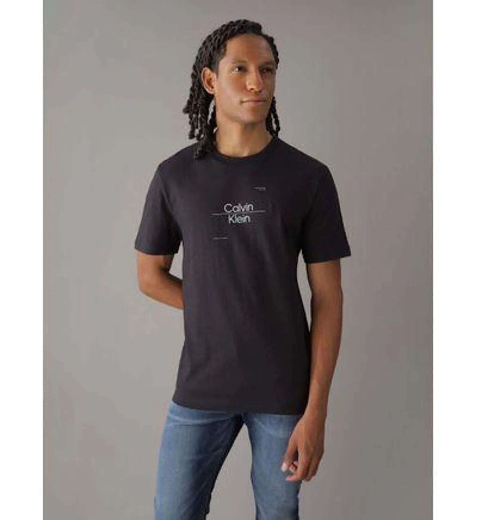 Playera Calvin Klein con Logo Estampado Hombre Negro