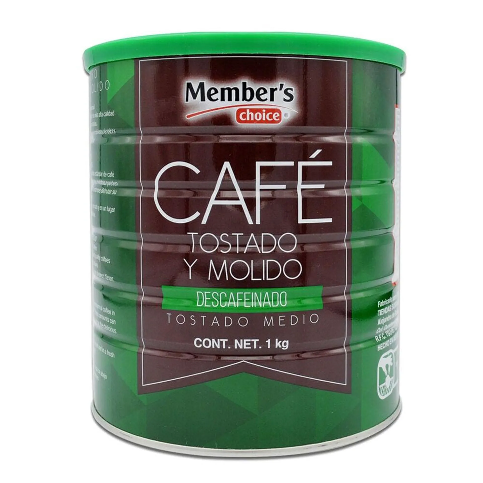 Café Tostado Molido Descafeinado Member's Choice 1 Kg