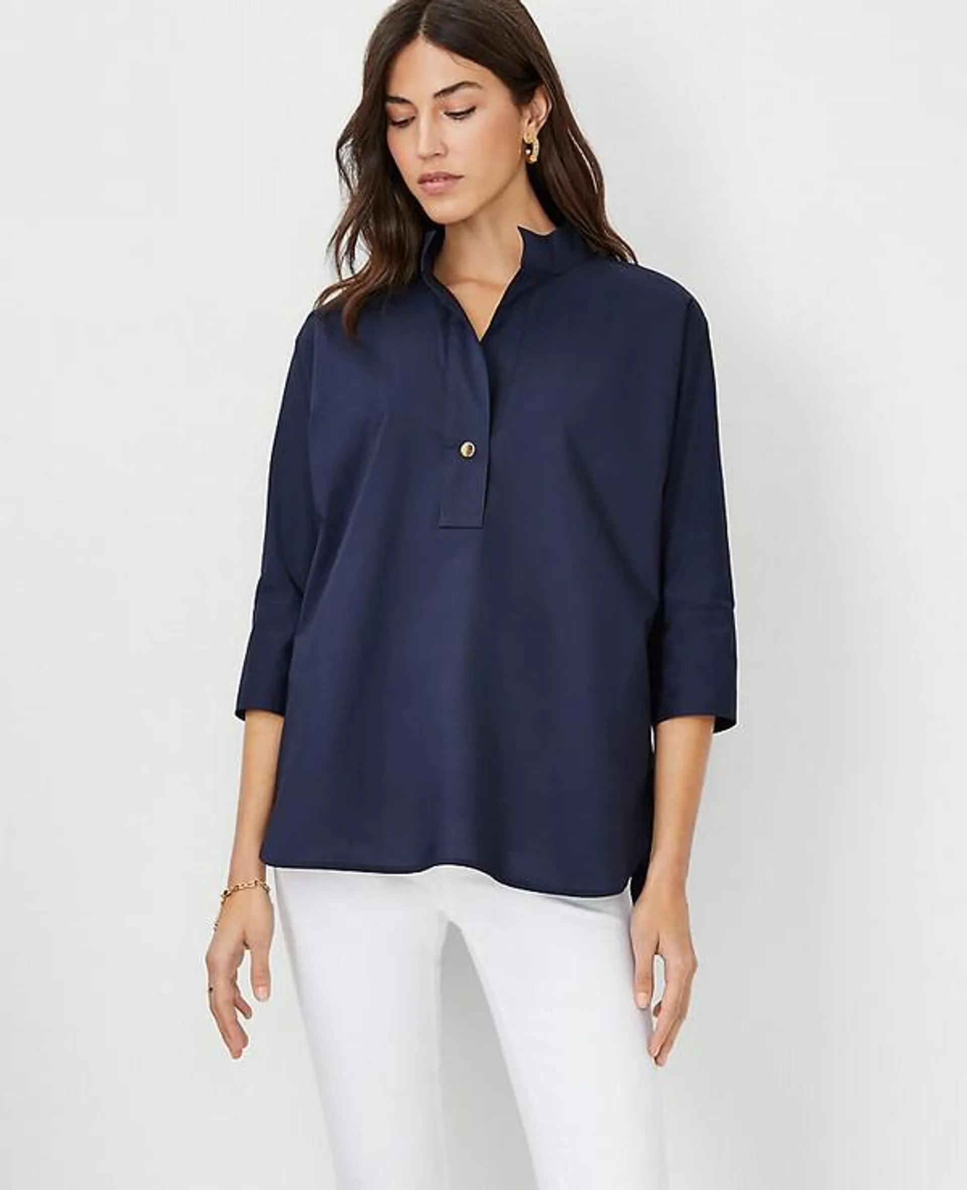 Camisas Ann Taylor Poplin Dolman Tunic Azules | 073641-DUP