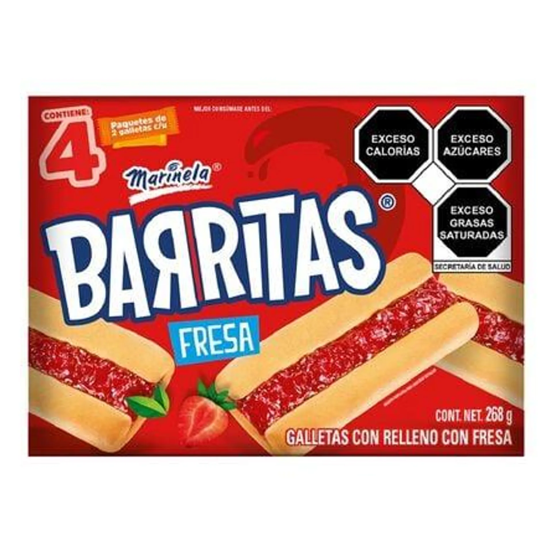 Galletas Barritas Fresa Marinela 268 Cj