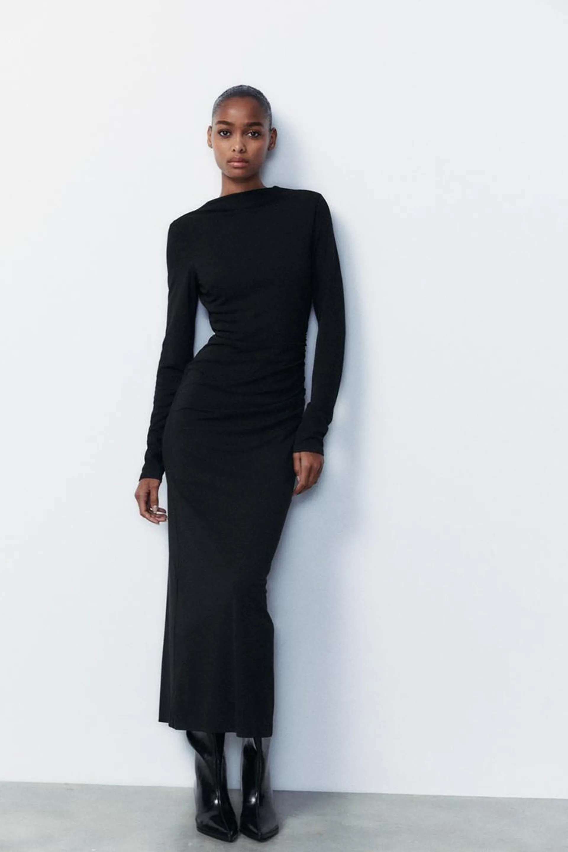 VESTIDO DRAPEADO ESPALDA DESCUBIERTA