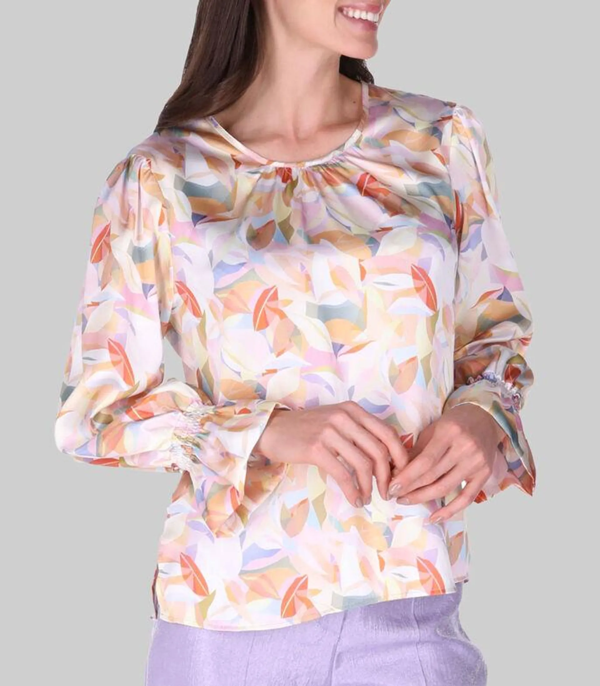 Blusa Estampada Manga Larga Mujer