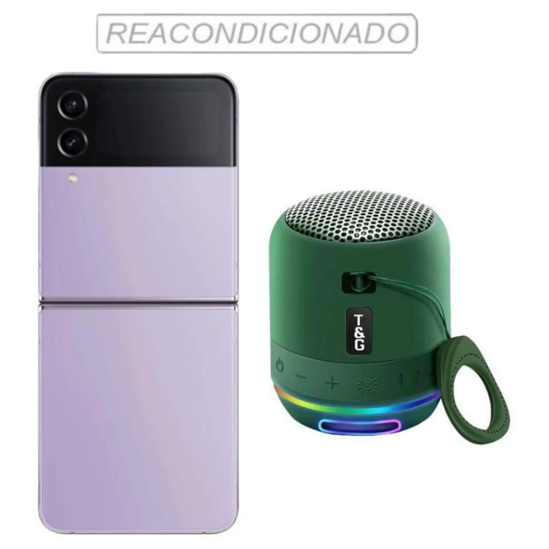 Samsung z flip4 Reacondicionado 128GB morado + mini bocina