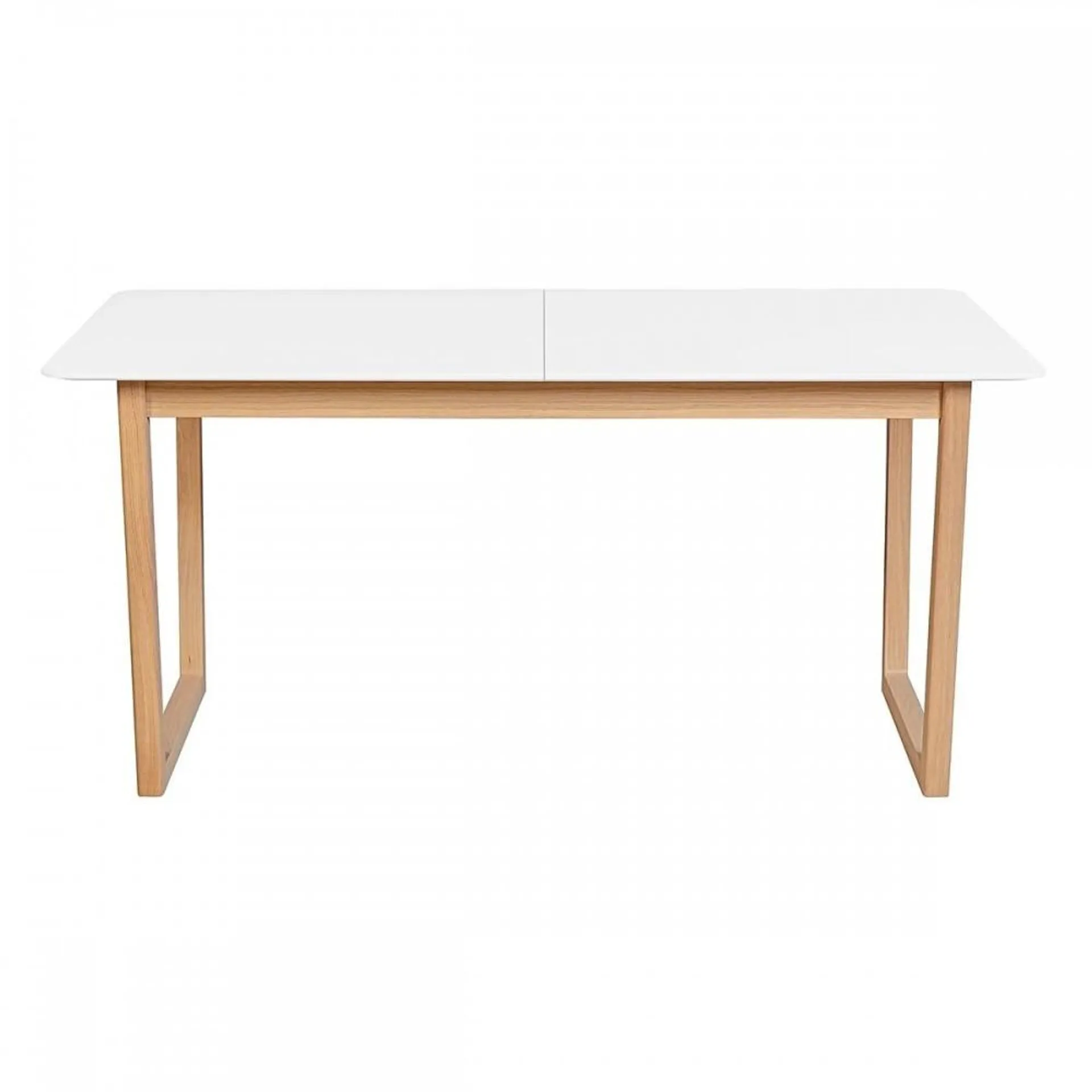 Lucila - Mesa de comedor extensible estilo moderno con cubierta blanca y 2 extensiones