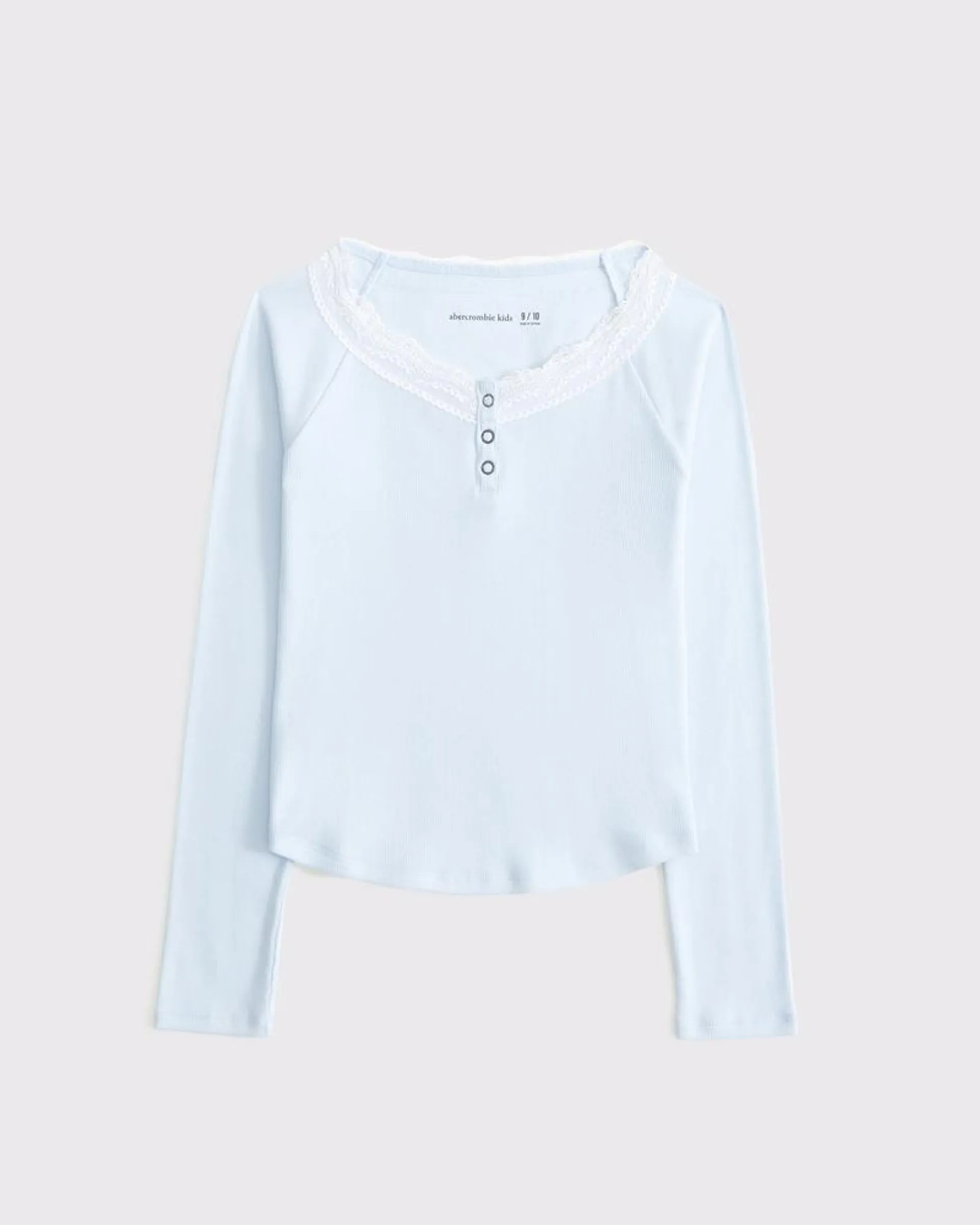 long-sleeve lace-trim henley tee