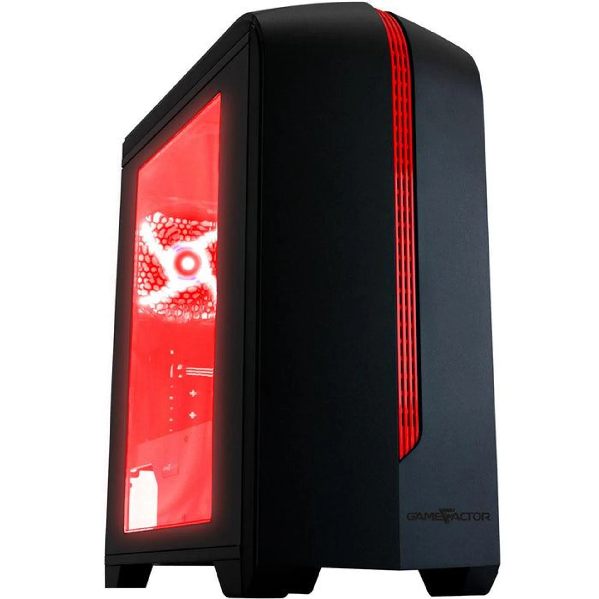 Gabinete Gamer GAME FACTOR CSG500 Micro ATX 2 ventiladores USB 3.0 Rojo