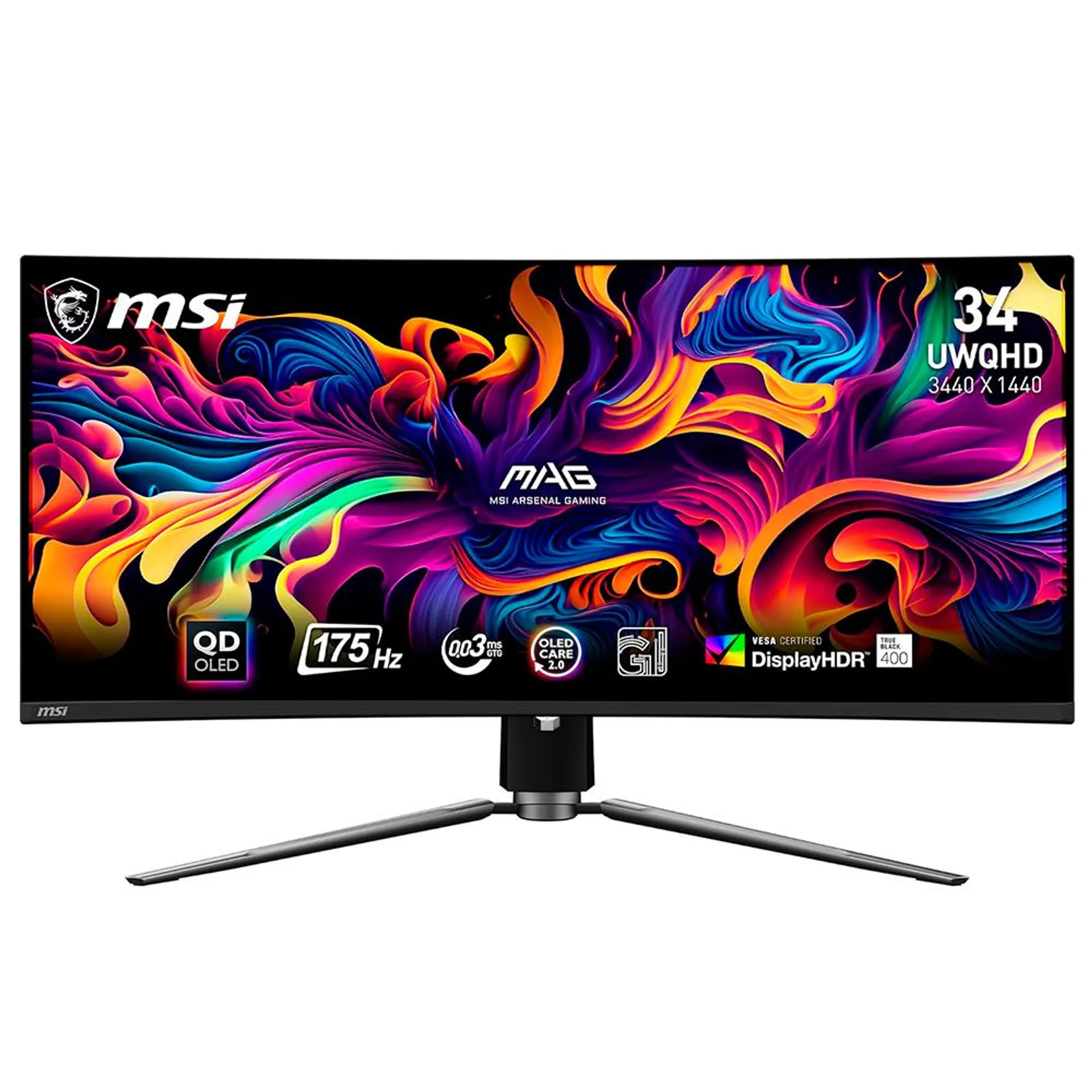 Monitor Gamer Curvo MSI MAG 341CQP QD-OLED 34" / Panel Quantum Dot OLED / 175Hz / HDMI / Negro / 0.03 ms GTG / 341CQP QD-OLED