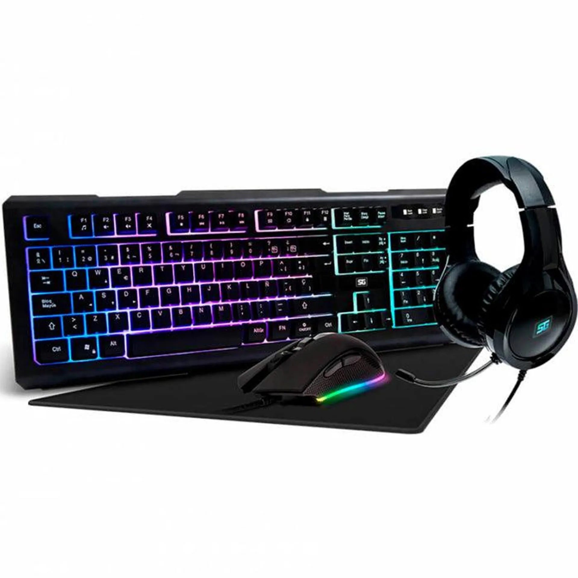 Kit Gamer VORAGO Star The Game Teclado Mouse Diadema Tapete RGB KMH-501