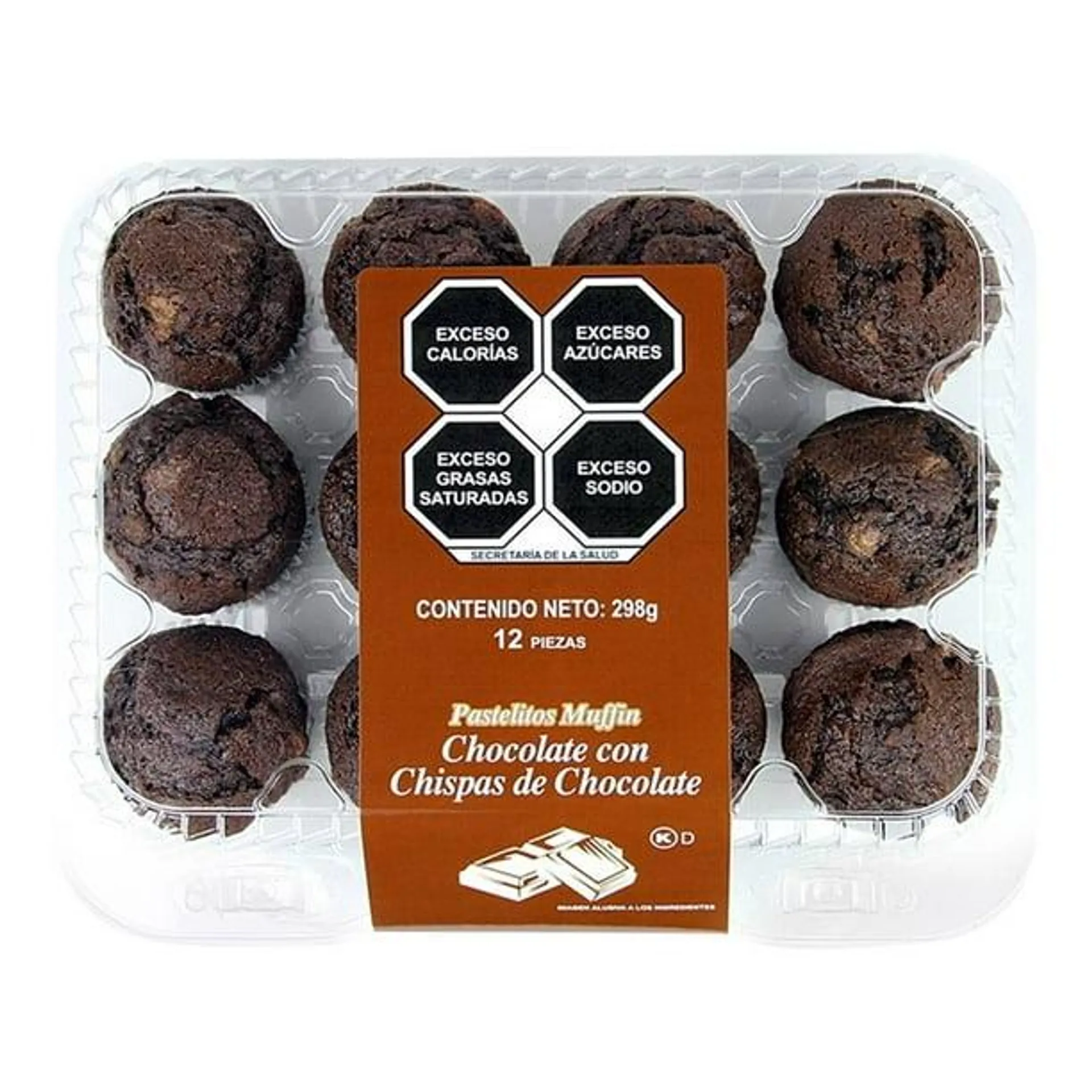 Mini Muffins chocolate con chispas 12 pzas