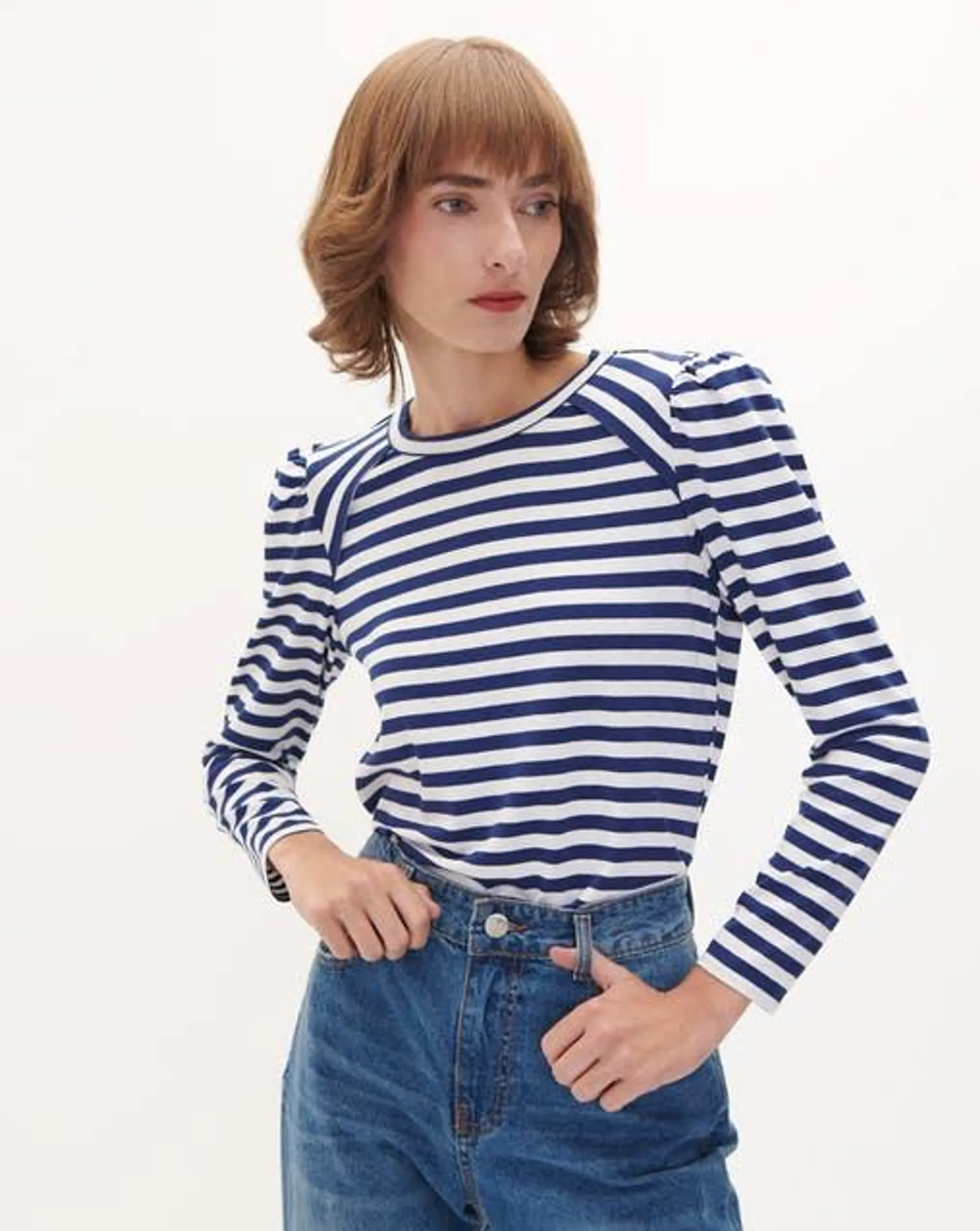 Blusa De Punto A Rayas Estilo Navy