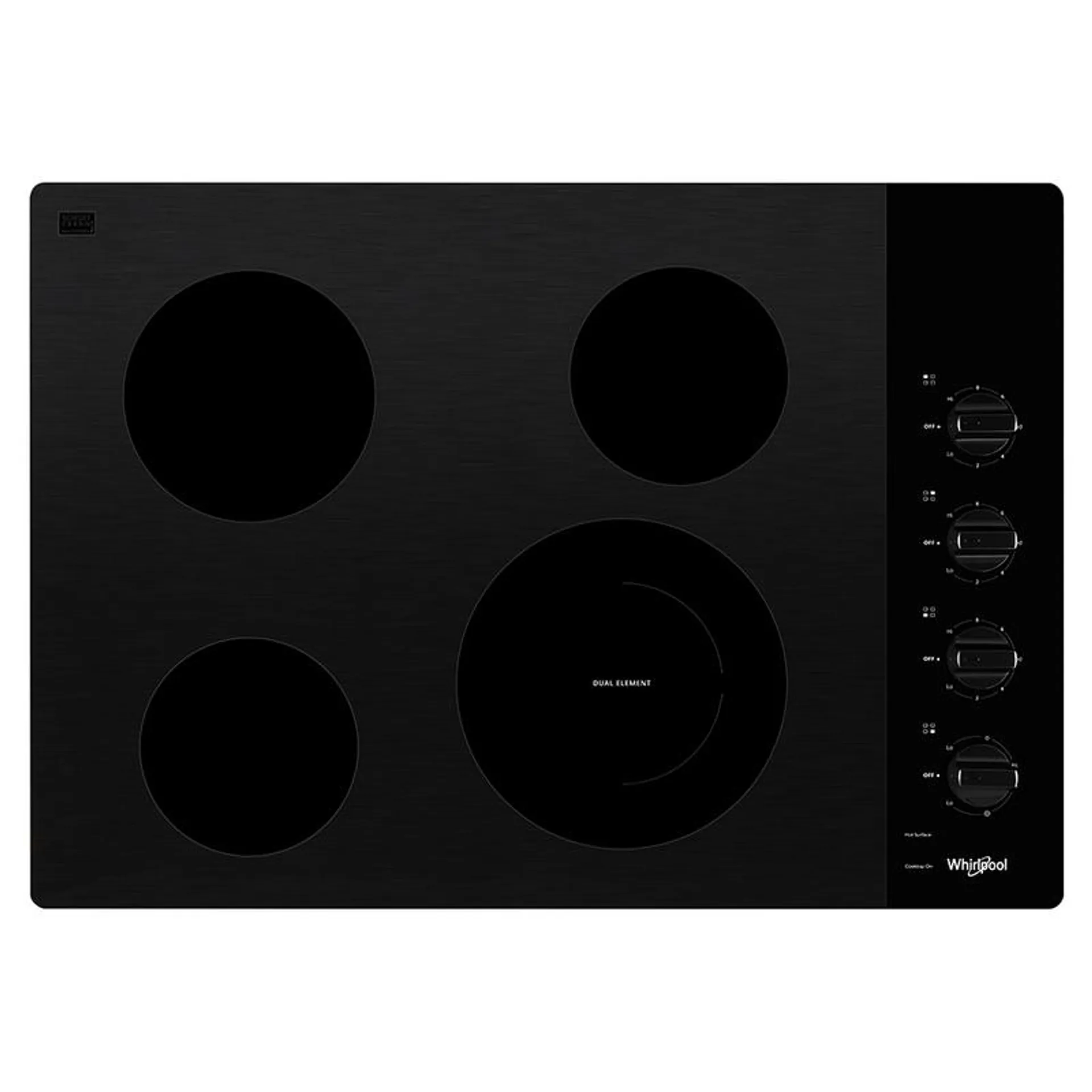 Parrilla Whirlpool Eléctrica de 30 IN 4 quemadores Vitroceramica Negro