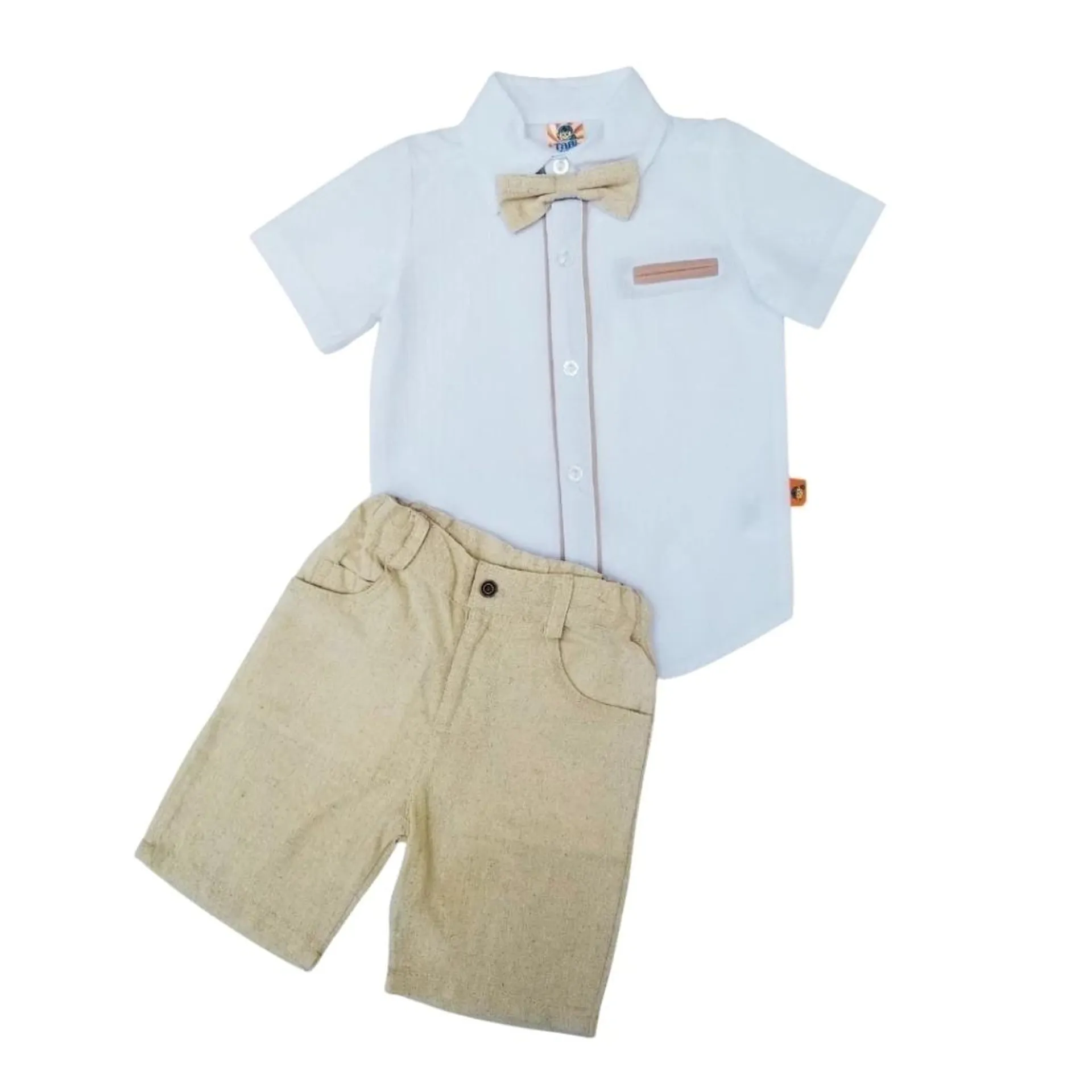 Conjunto caqui con bermuda y moño