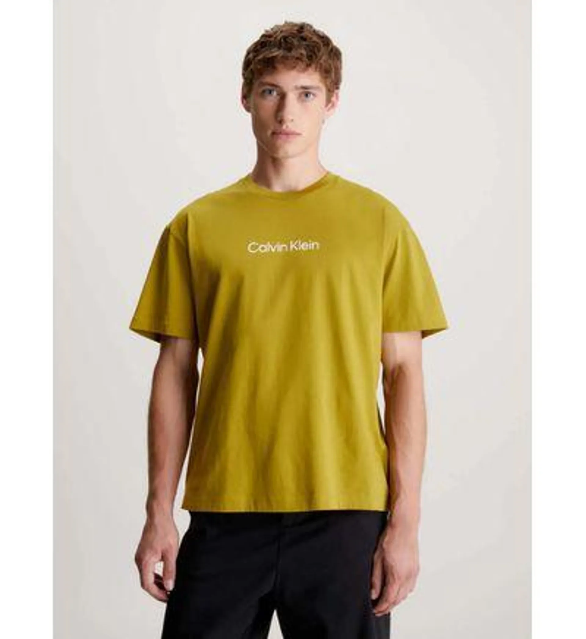 Playera Calvin Klein Logo Hombre Amarillo