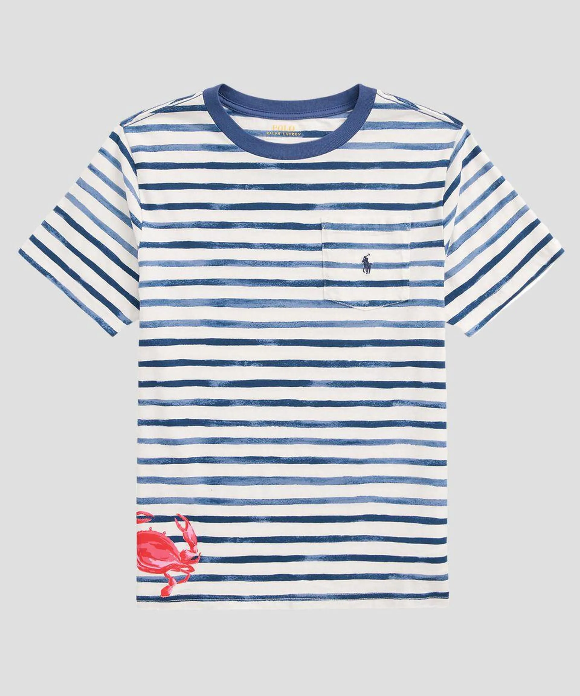 Playera de cuello redondo y manga corta con rayas Niño