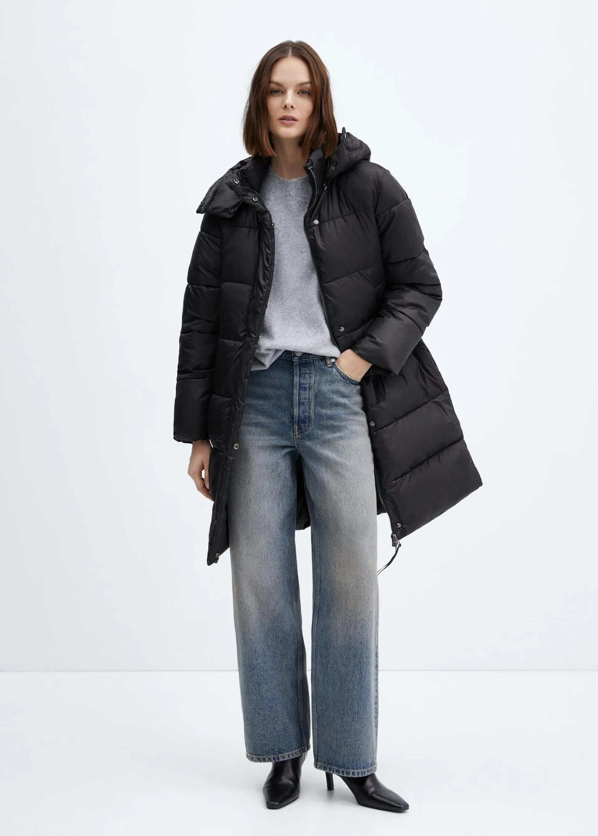 Detachable hood quilted coat