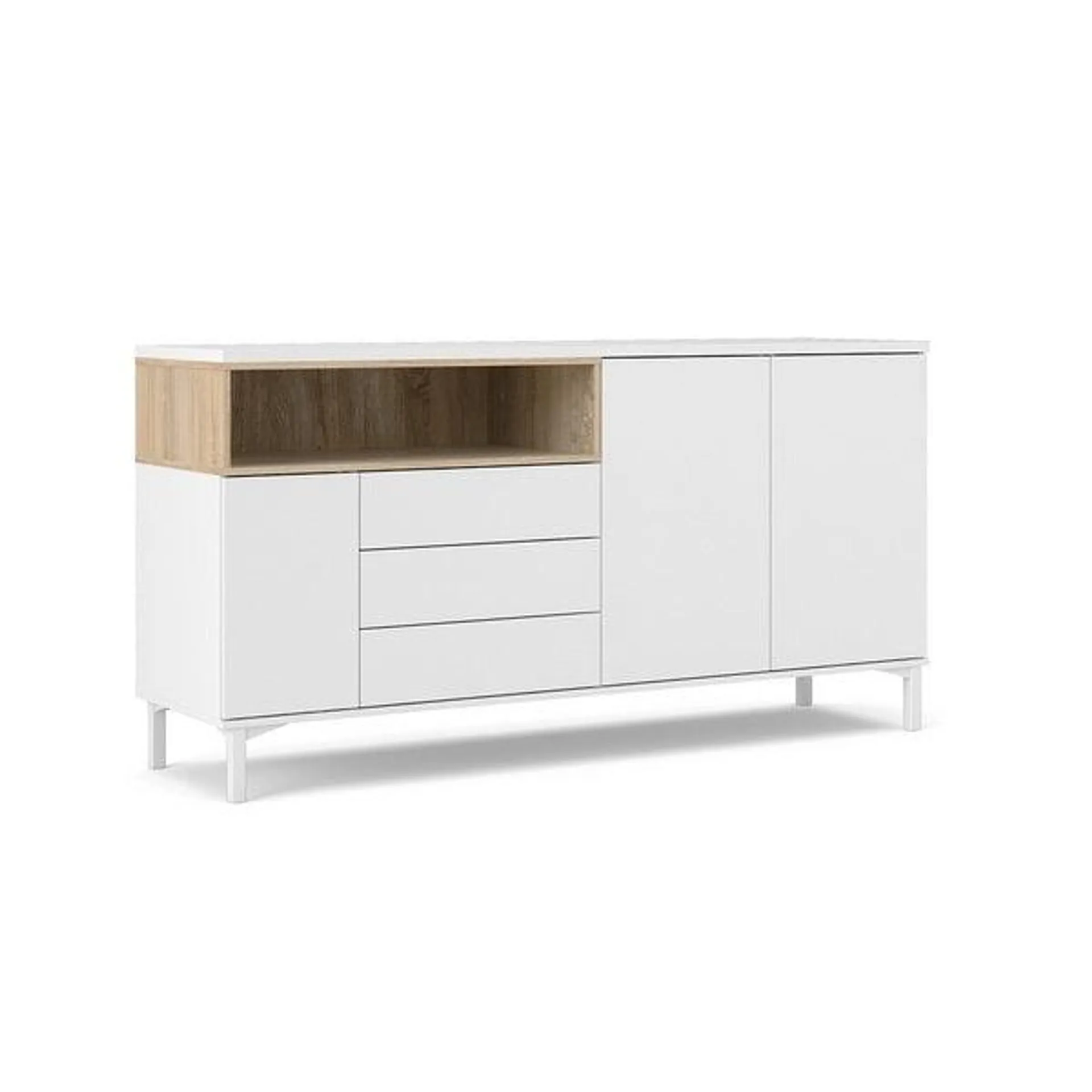 Buffet Modelo Plock - Blanco Y Roble Sonoma