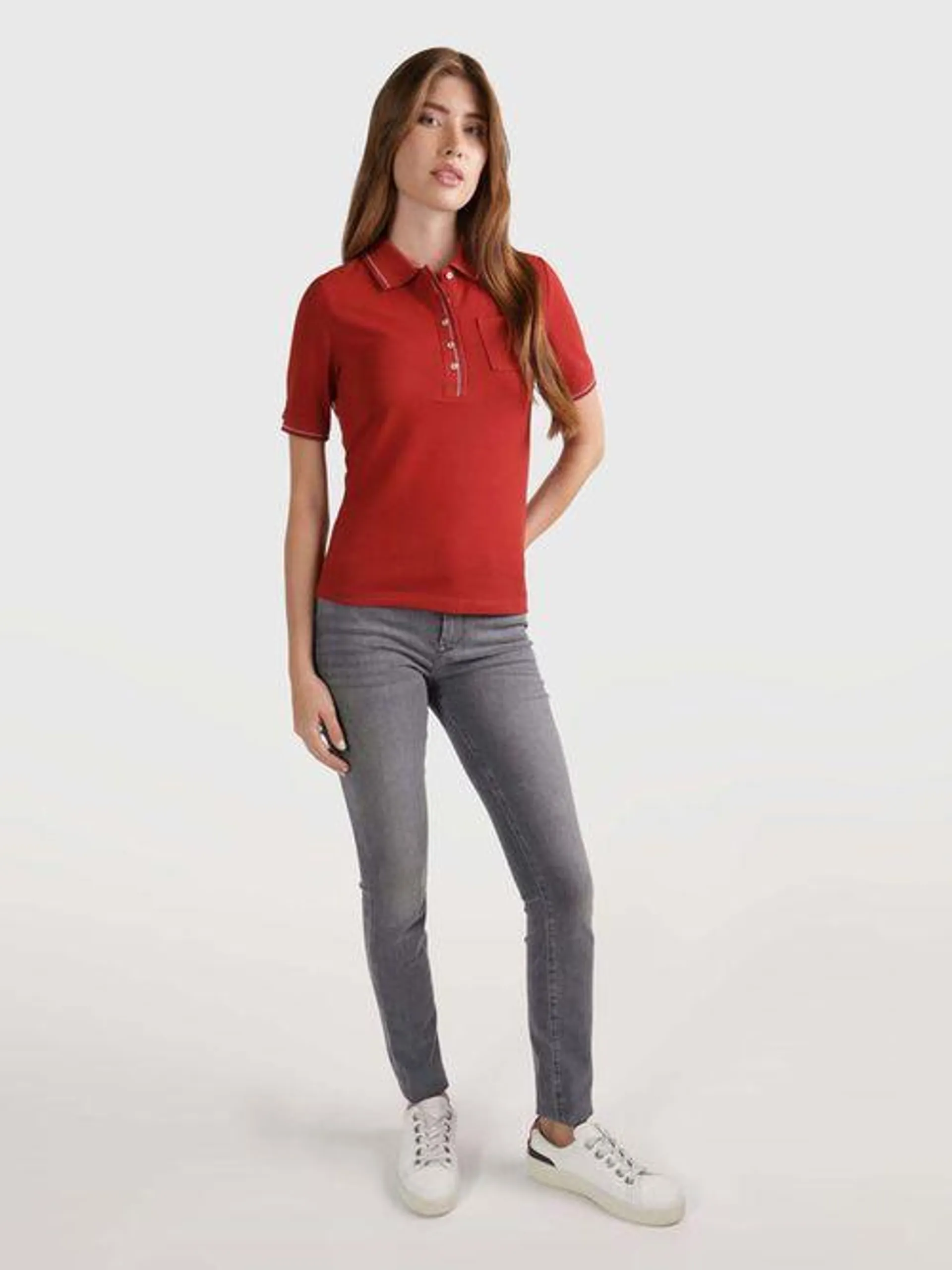 Polo de corte slim con bolsillo de parche de mujer Tommy Hilfiger