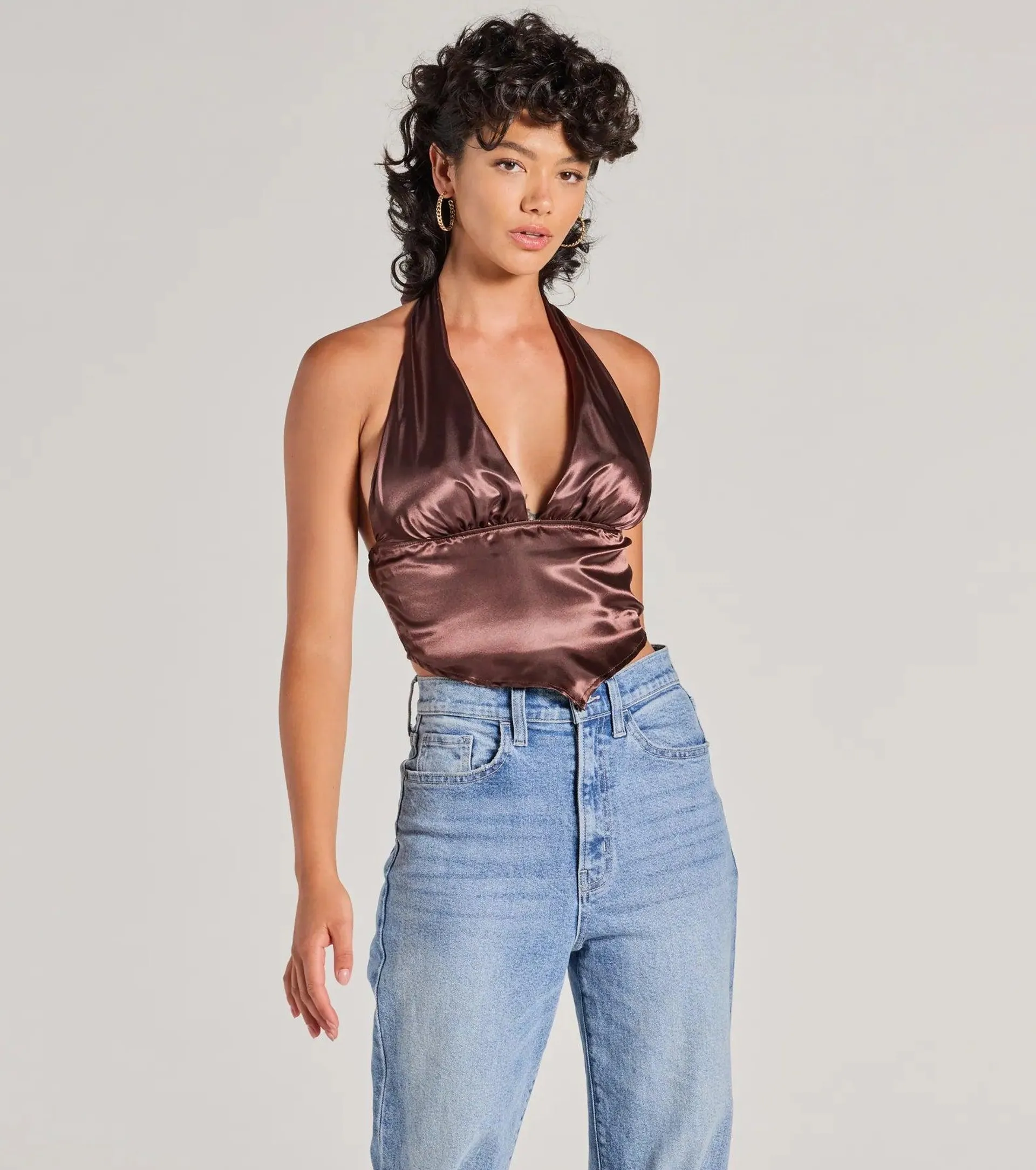 Silky Sleek Satin Halter Crop Top