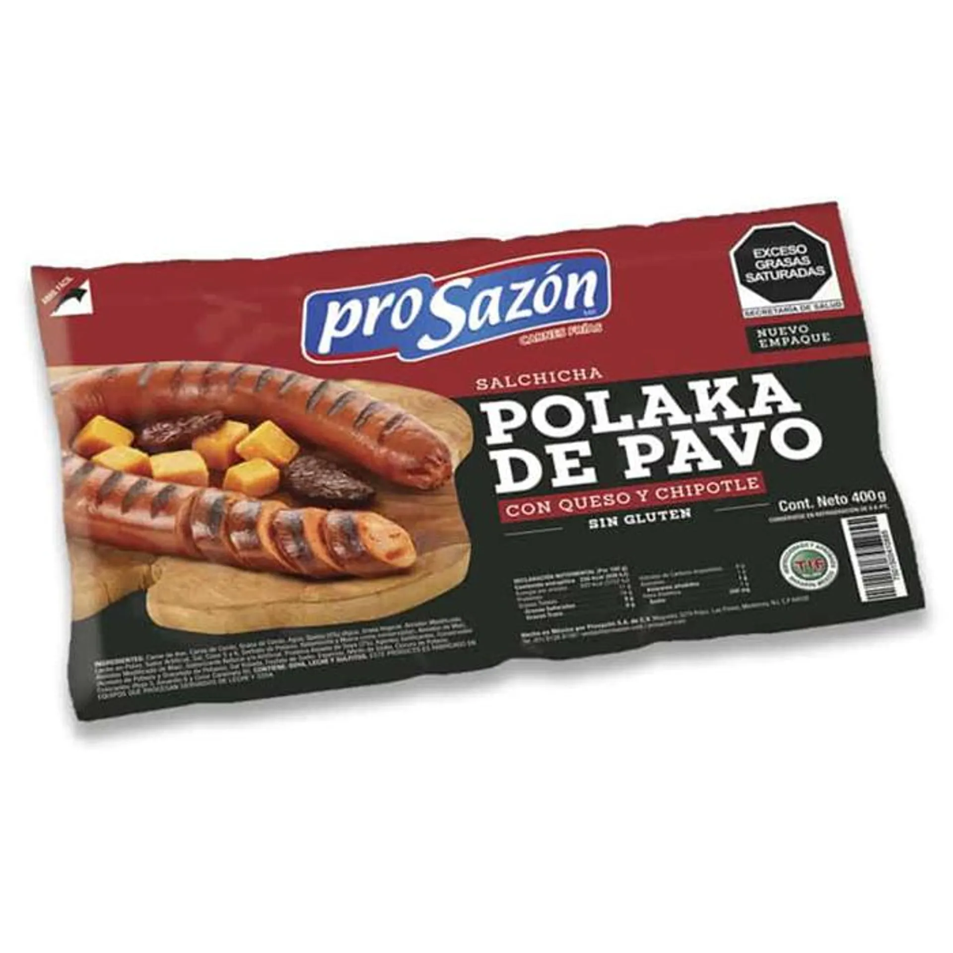 SALCHICHA POLAKA DE PAVO QSO-CHIPOTLE PROSAZON PZ 400 g