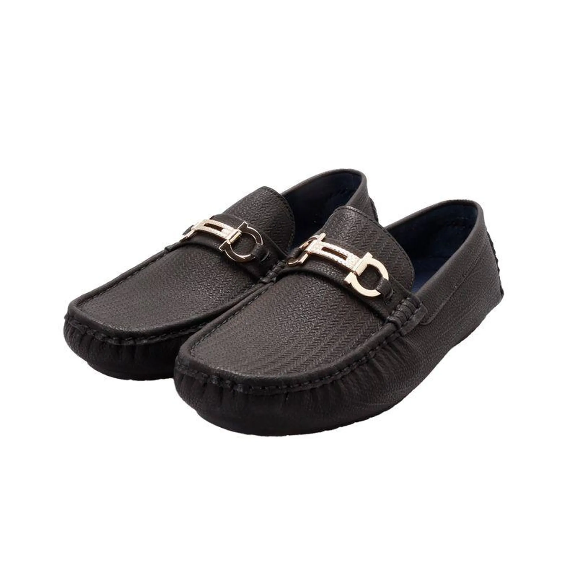 Mocasines negro mate para hombre con hebilla dorada Dorothy Gaynor D14590066501