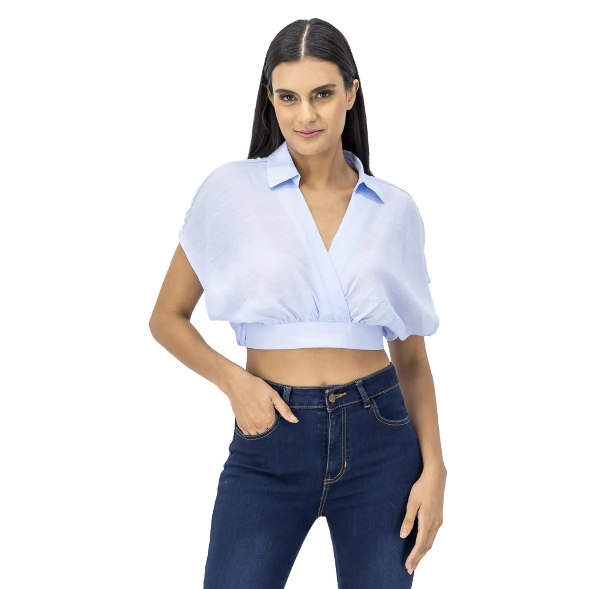 Blusa Mujer Escote Cruzado