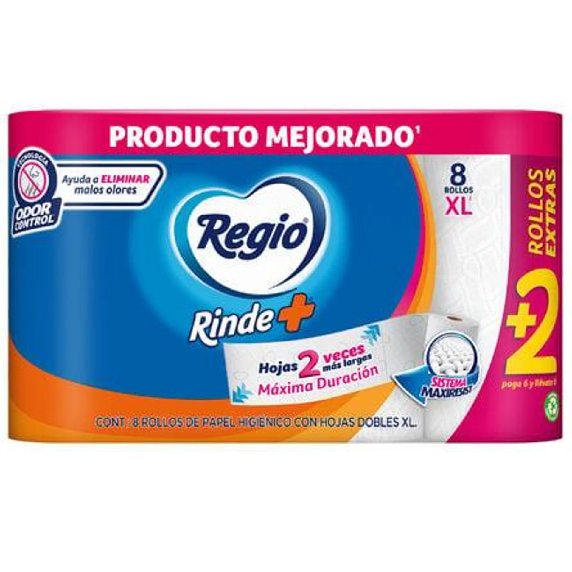 Papel Higiénico Regio Rinde+ 6+2 132HD