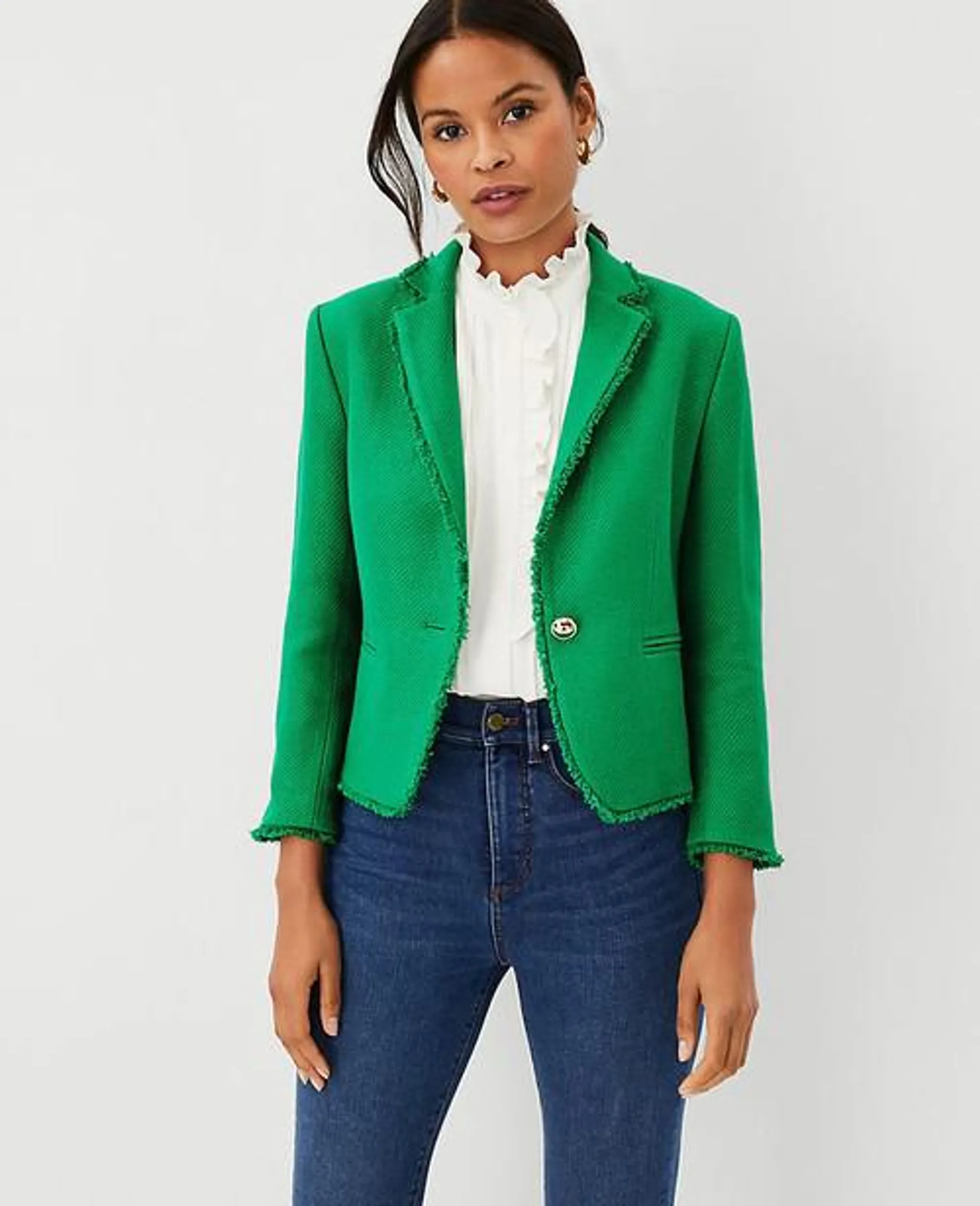 Blazers Ann Taylor The Newbury in Tweed Verdes | 438759-VHL