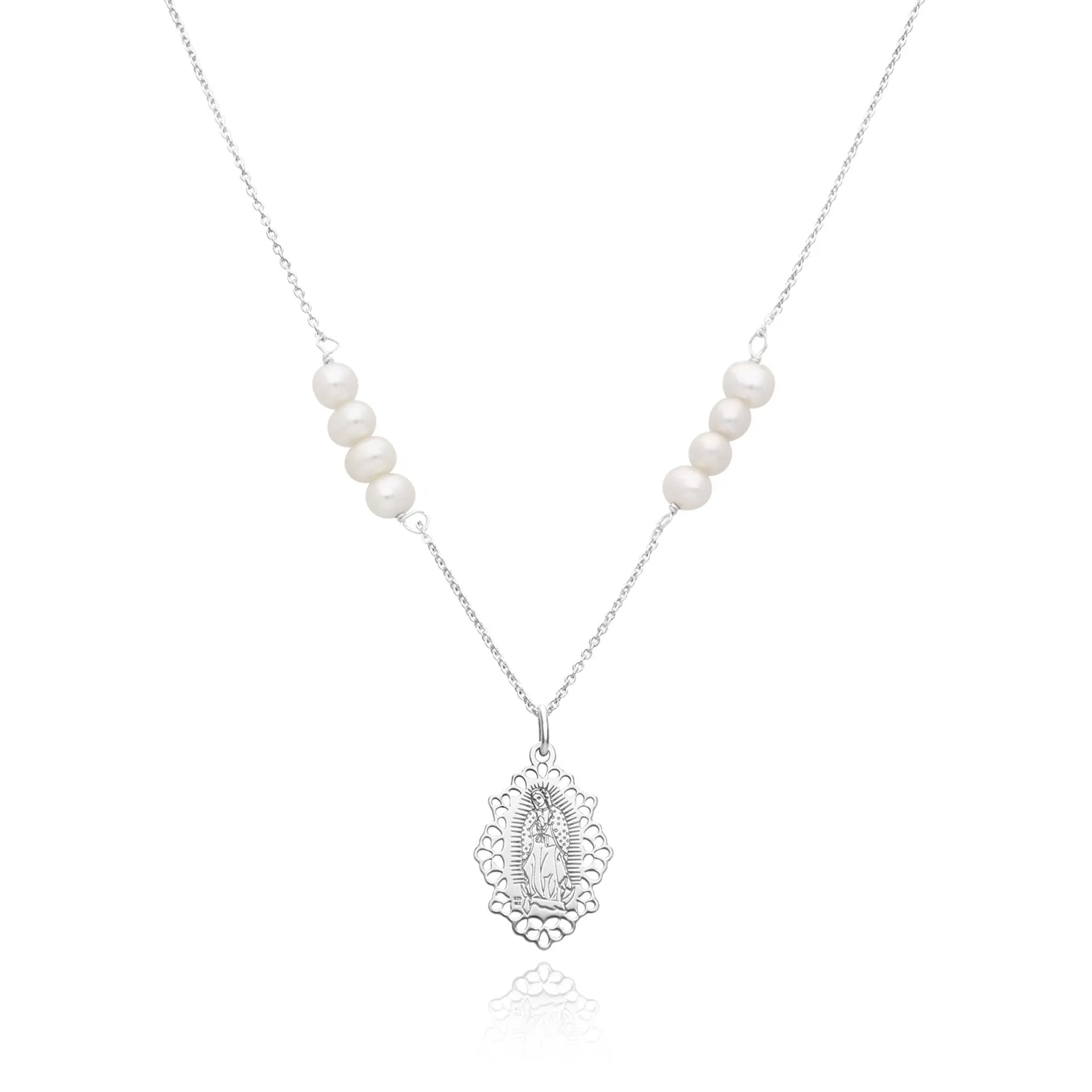 Dije Virgen de Guadalupe de Plata con Perlas Anamora por Tanya Moss
