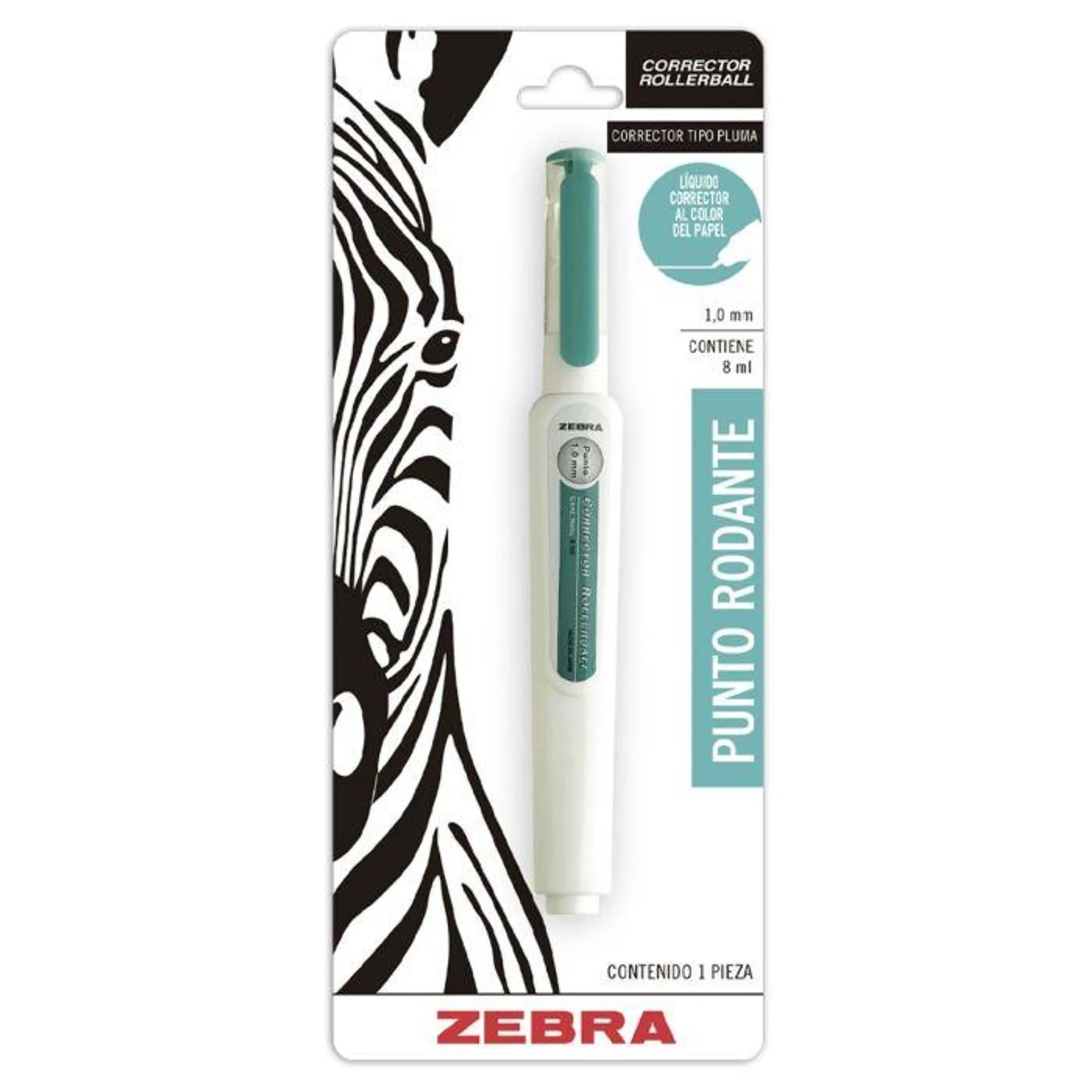 Corrector Líquido Pluma Rollerball Zebra 8 ml. Bl/1