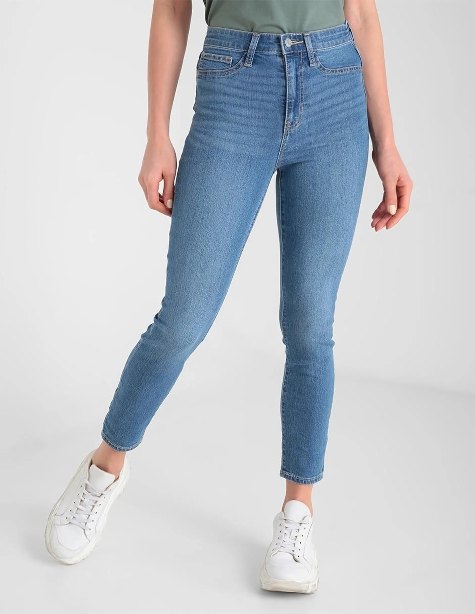 Jeans skinny GAP lavado claro corte cintura para mujer