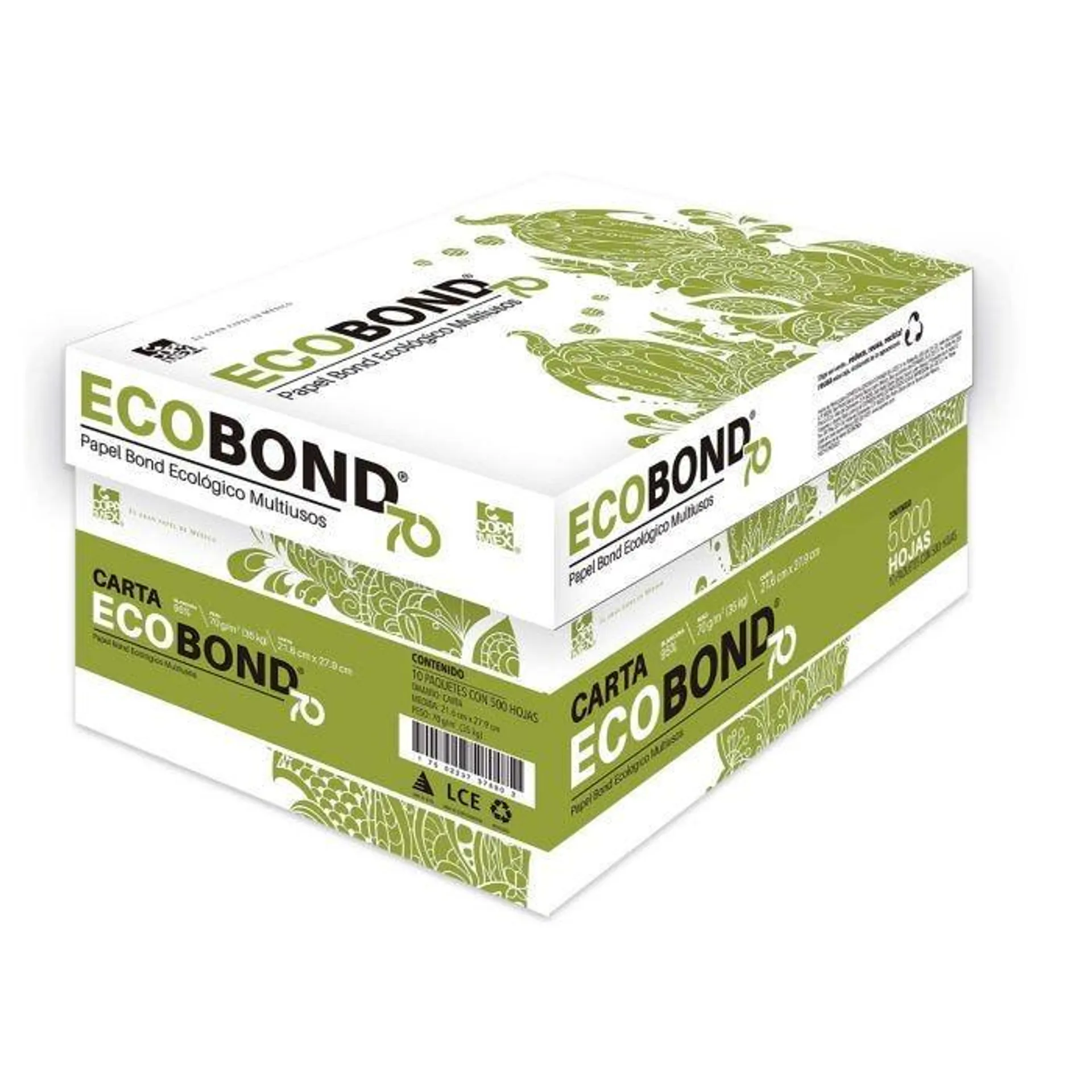 BOND BLANCO ECOBOND 21.6 X 27.9 CARTA C/500 70 GMS. BCO.95%