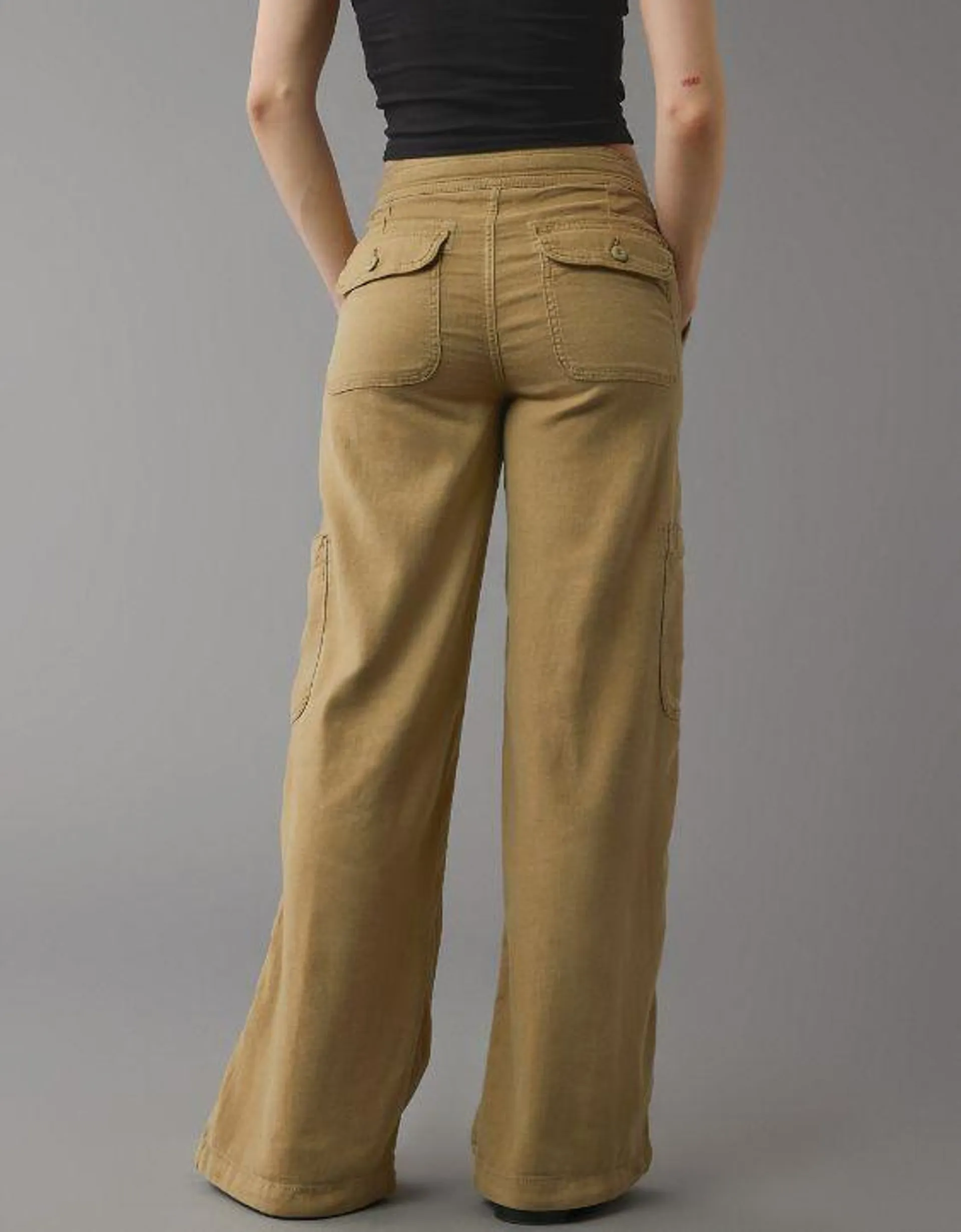 AE Dreamy Drape Pantalones Cargo Wide-Leg Holgados de Mezcla de Lino