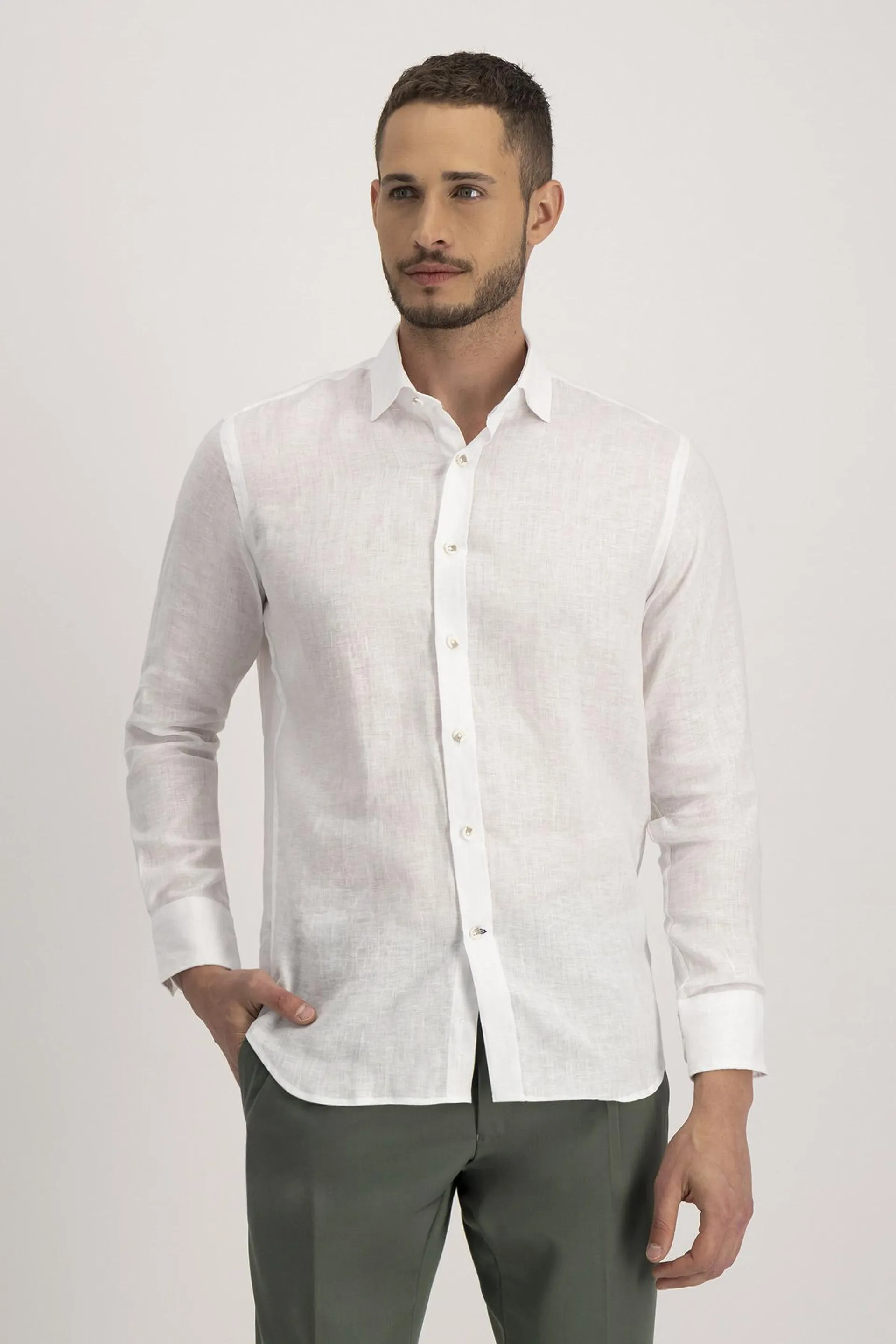 Camisa Casual LINEN Roberts Blanco Slim Fit