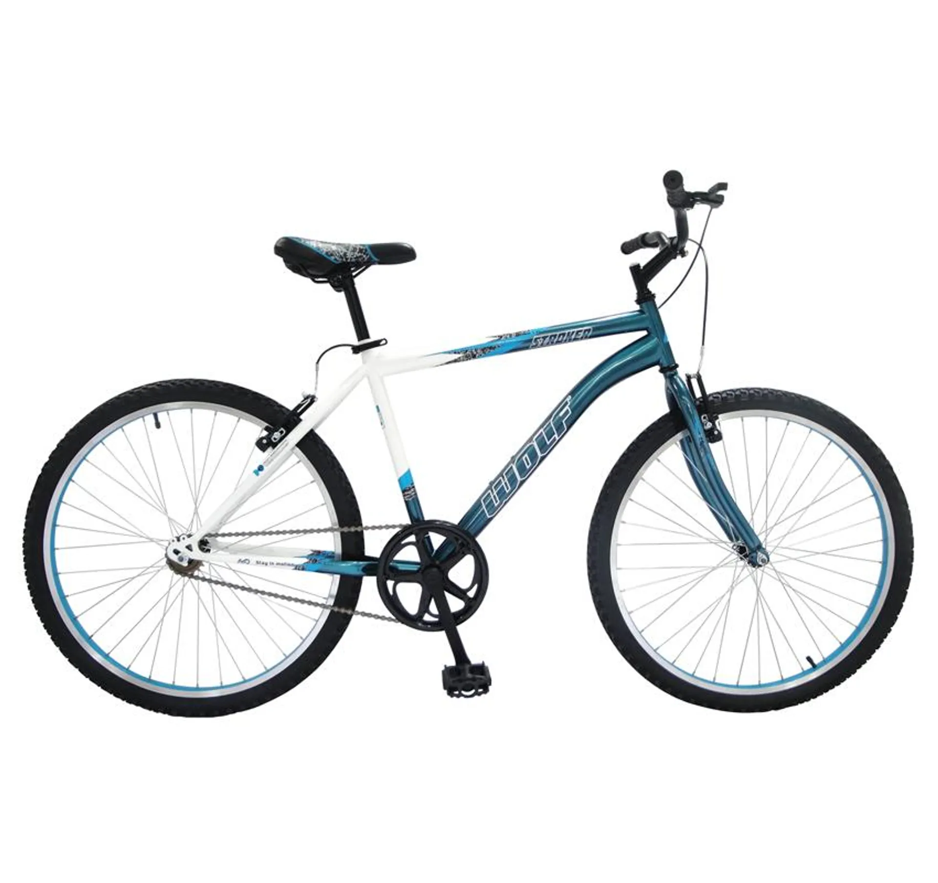 Bicicleta WOLF Montaña R26 1V. Hombre Frenos ”V” Acero Azul Tornasol/Blanco Talla:UN