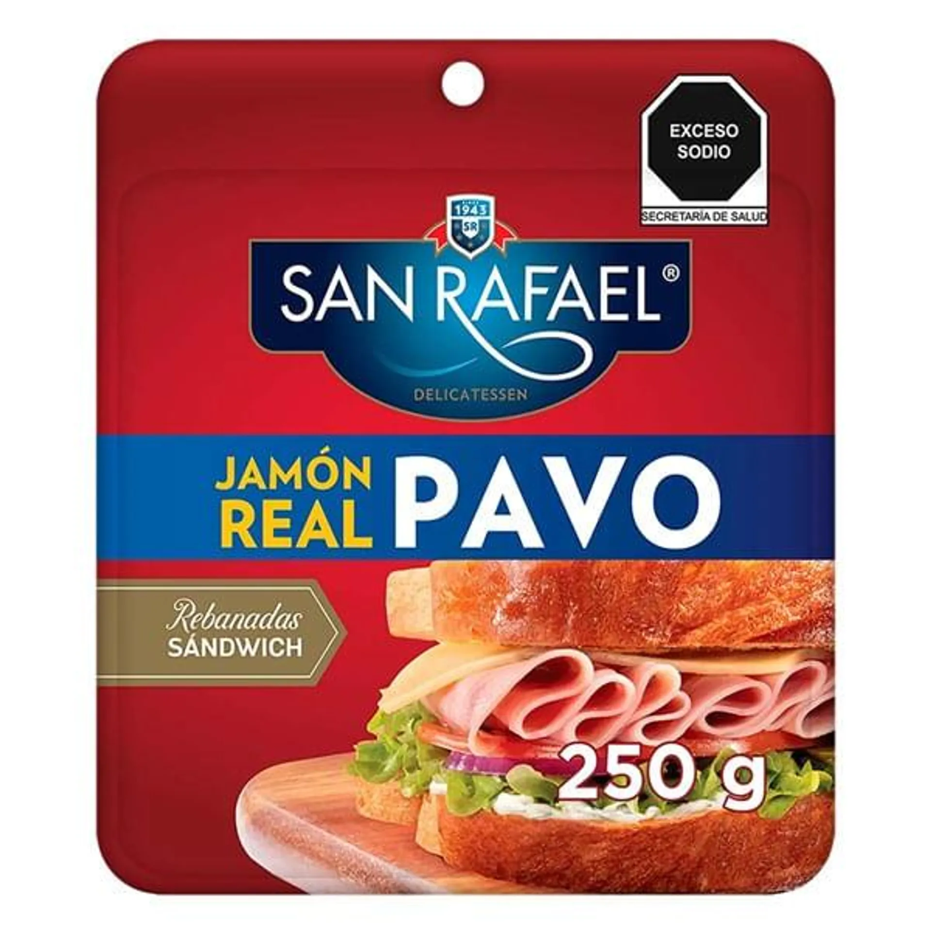 Jamón San Rafael real pavo rebanado 250 g