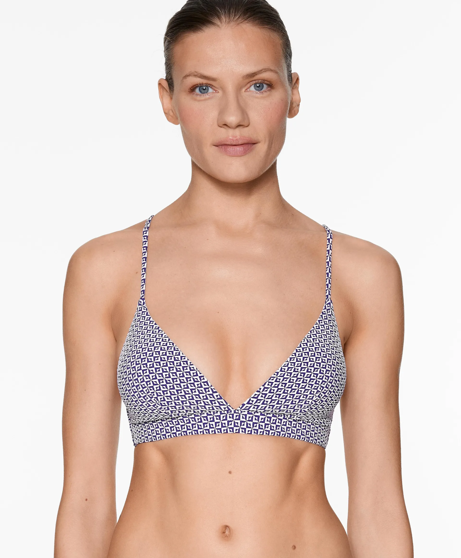 Bikini top triangular jacquard geométrico