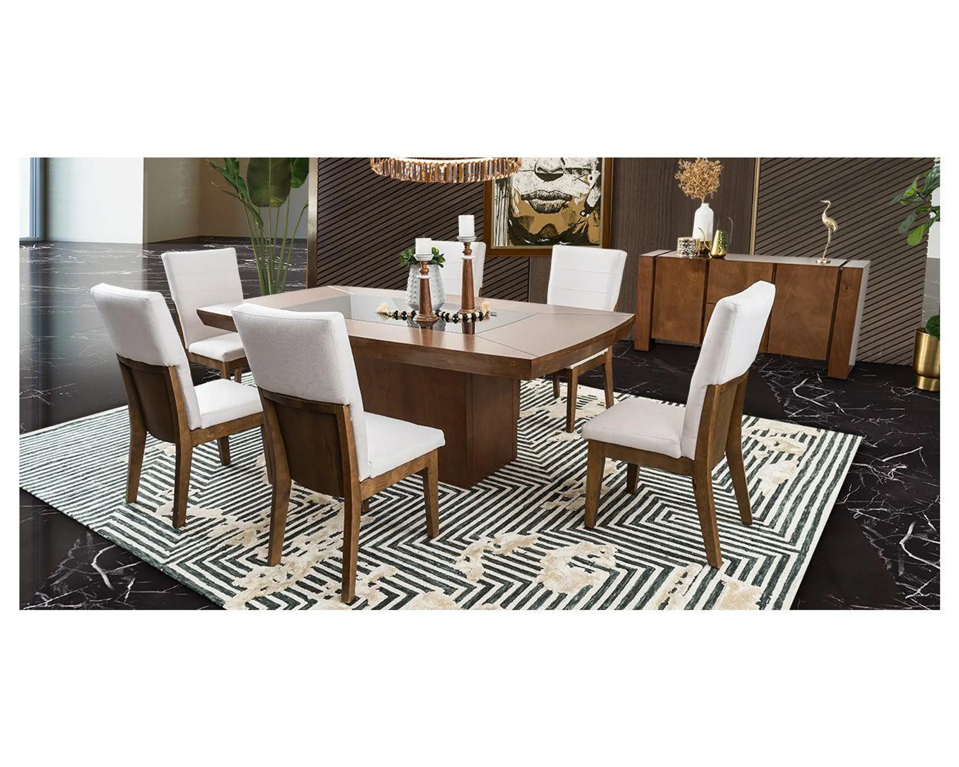 Comedor Tirreno Con Sillas Harper Beige