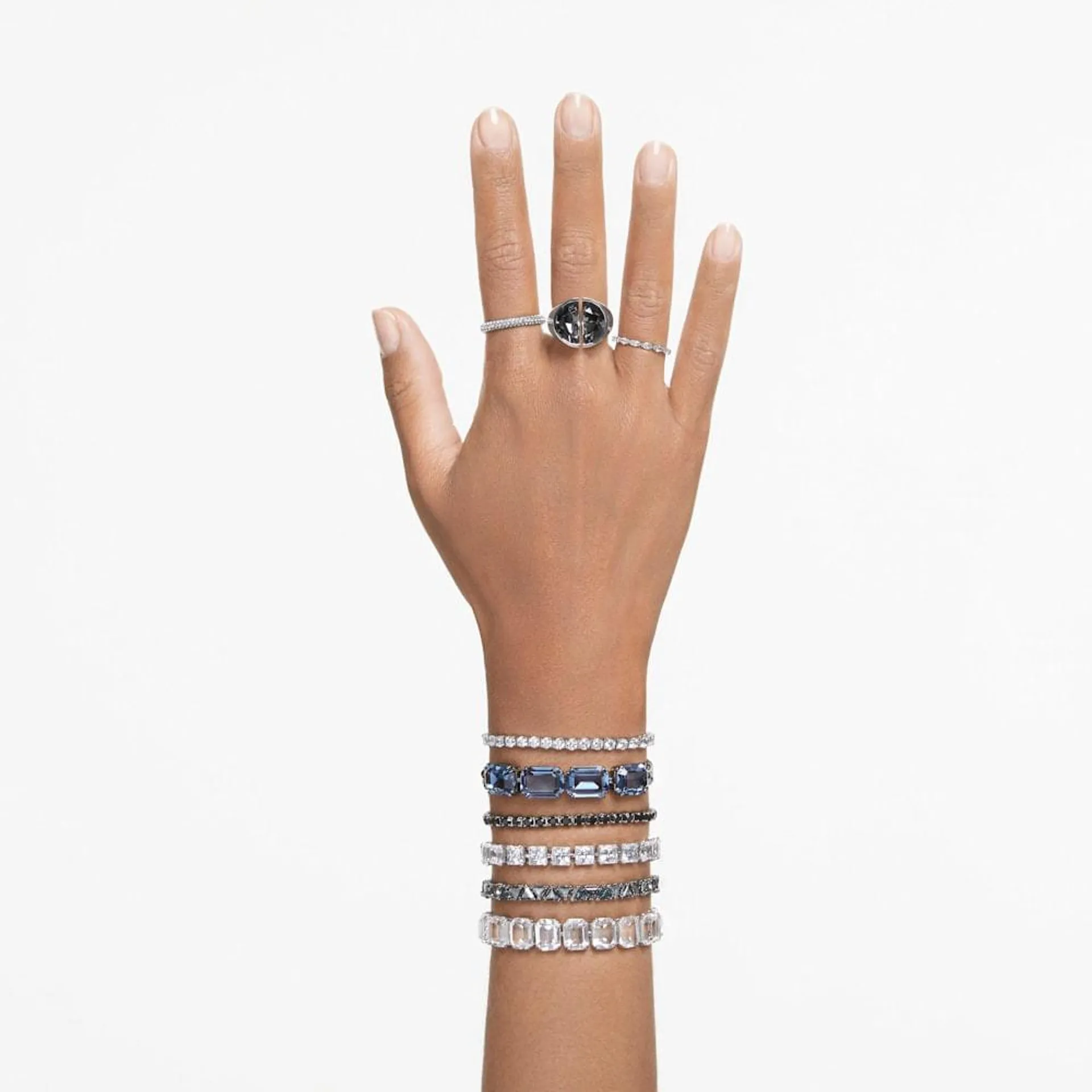 Pulsera Millenia, Talla octogonal, Azul, Recubrimiento en rutenio