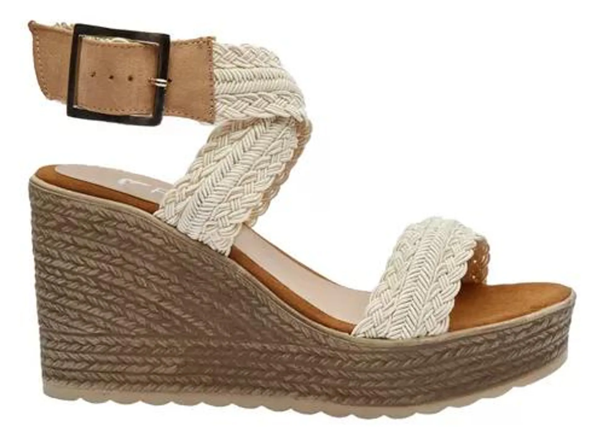 Sandalias Alpargatas Mujer Salma Hueso Casual Alto 10 Fareli