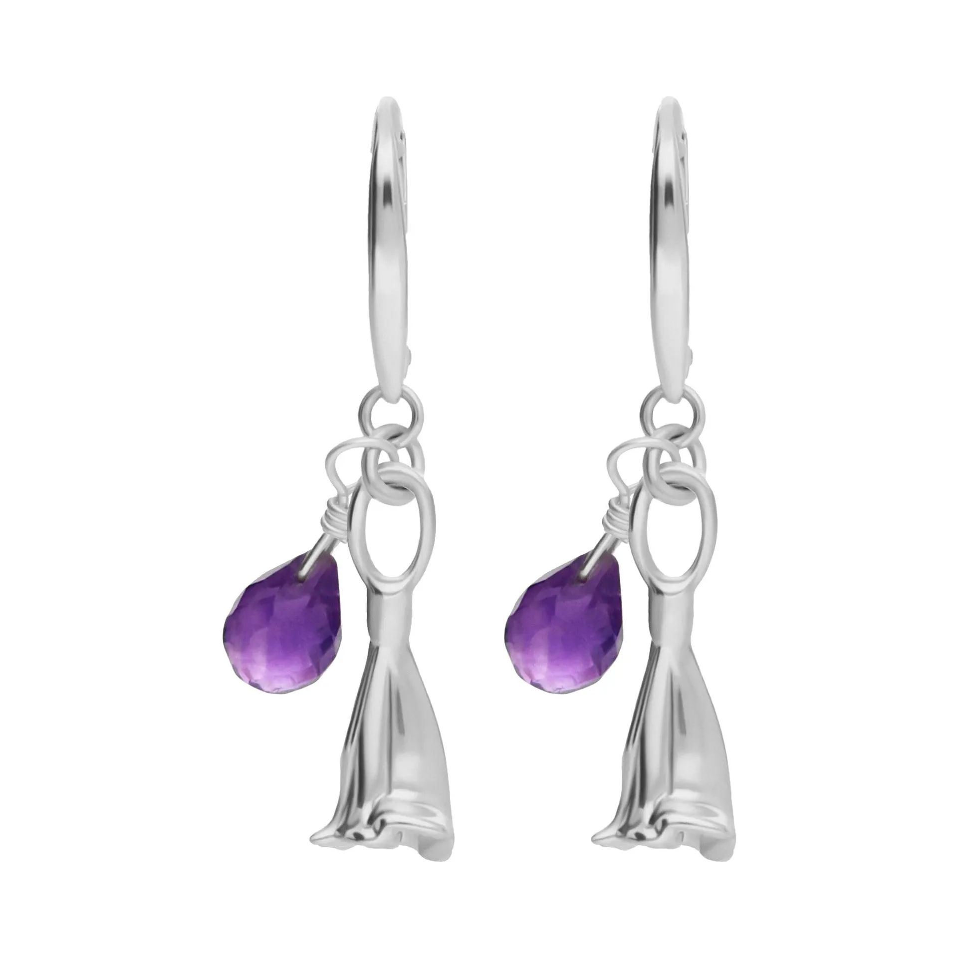 Aretes Mujer Plata 925 Jacaranda Flor Amatista