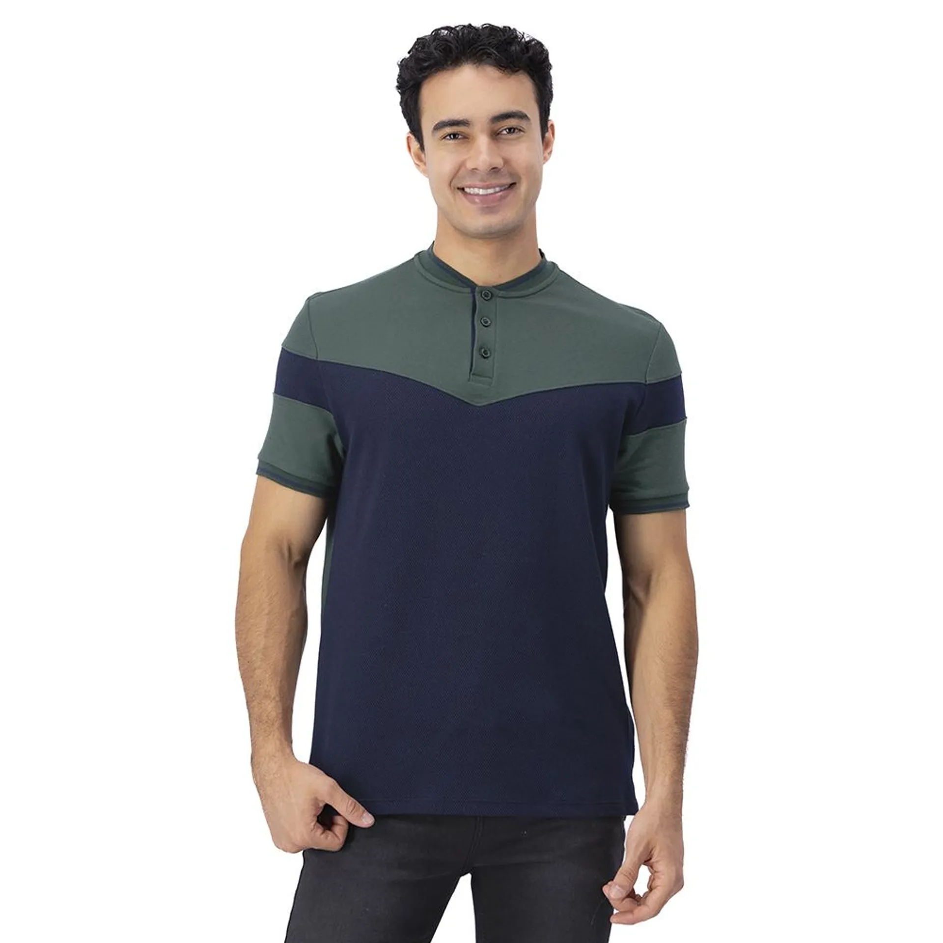 Playera Henley Hummo Hombre Corte V Frontal