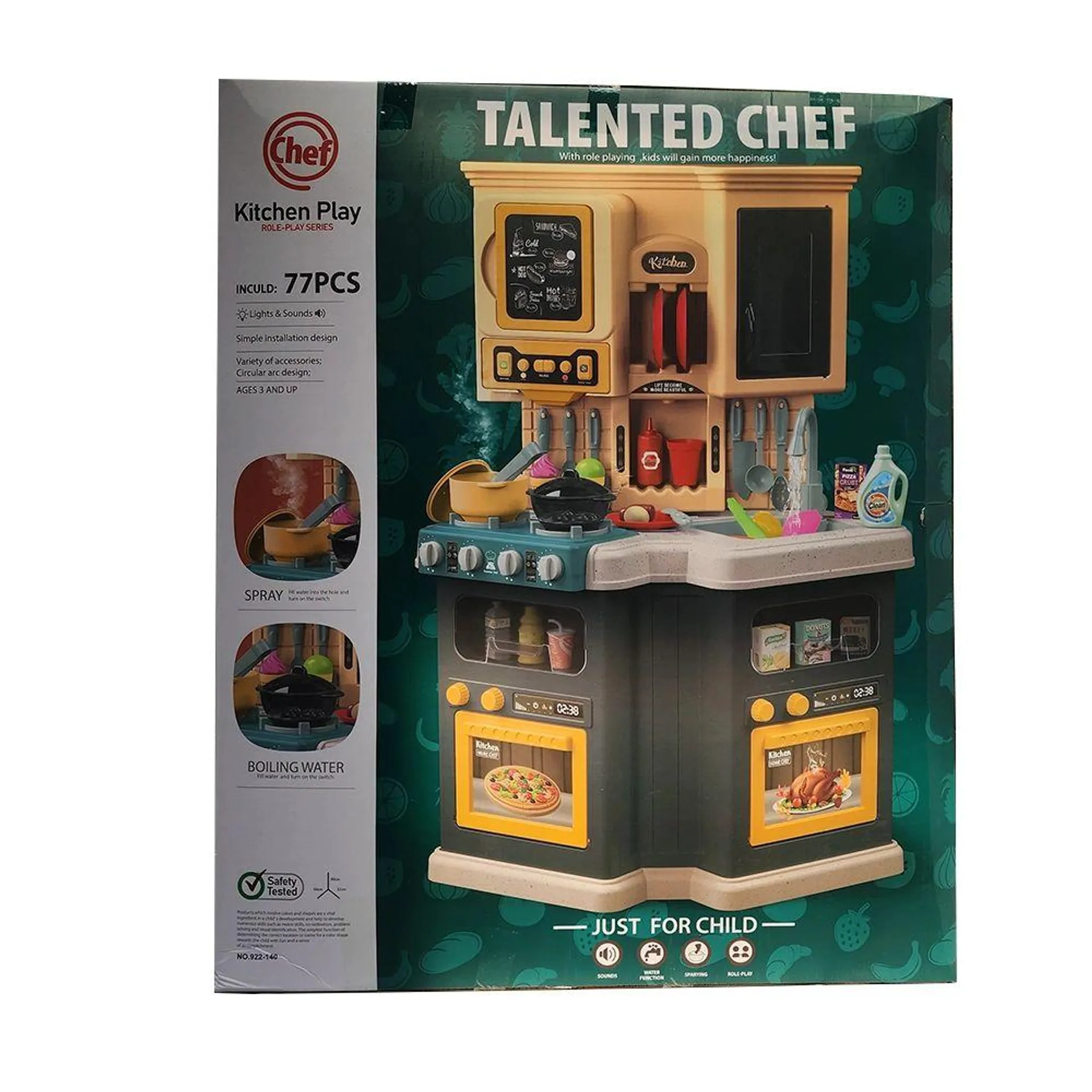 Cocinita Talented Chef 922-140 con Luz y Sonido Verde 77 pz