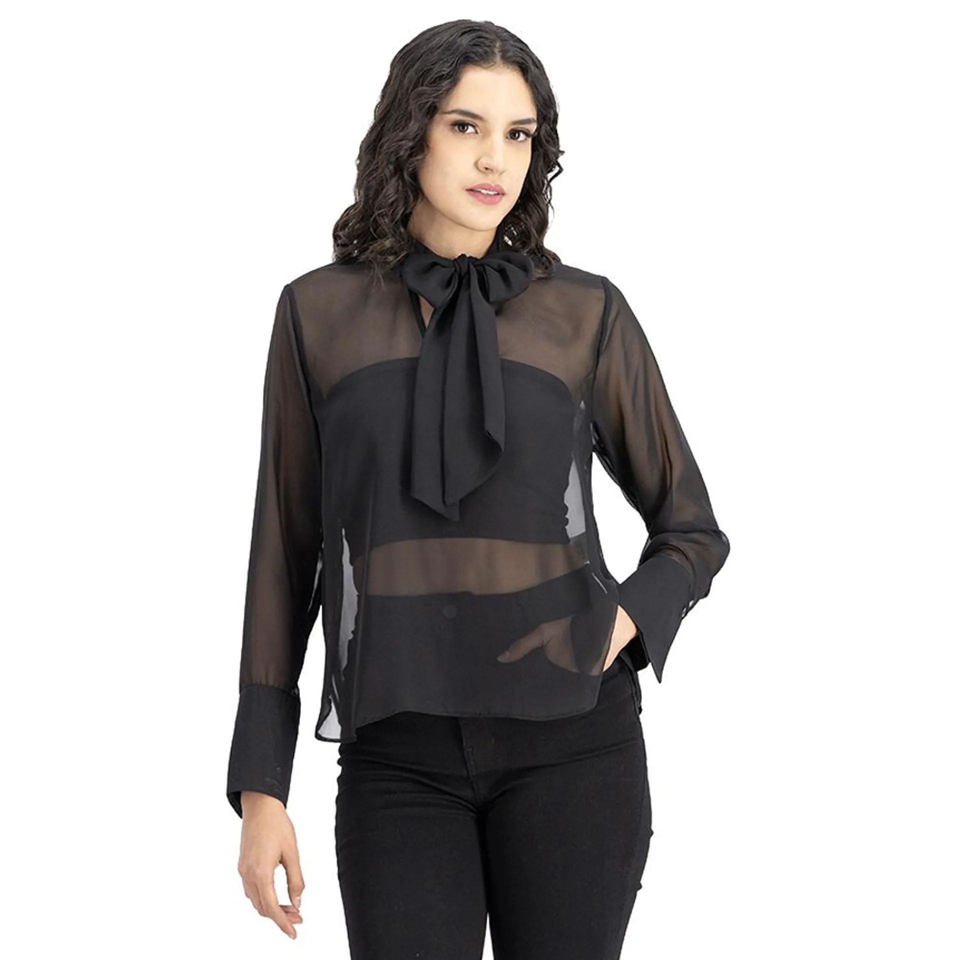 Blusa Camisera Mujer Amarre En Cuello