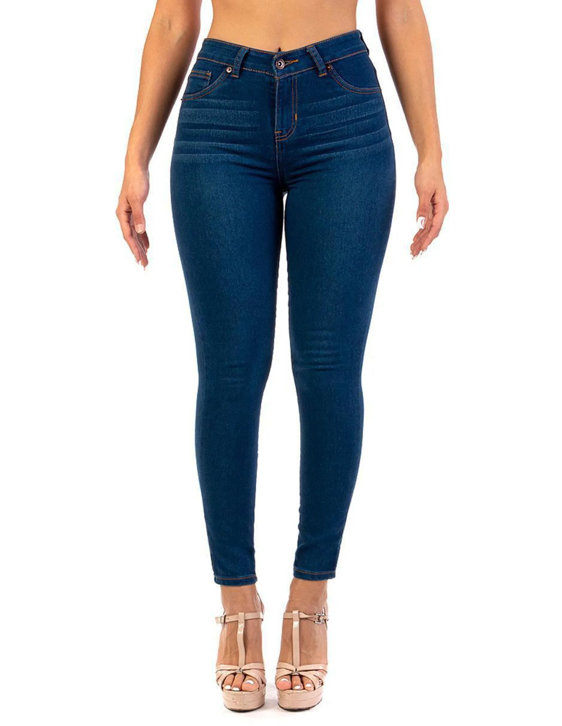Jeans skinny Opp's Jeans 101001-f1001 lavado obscuro corte cintura alta para mujer