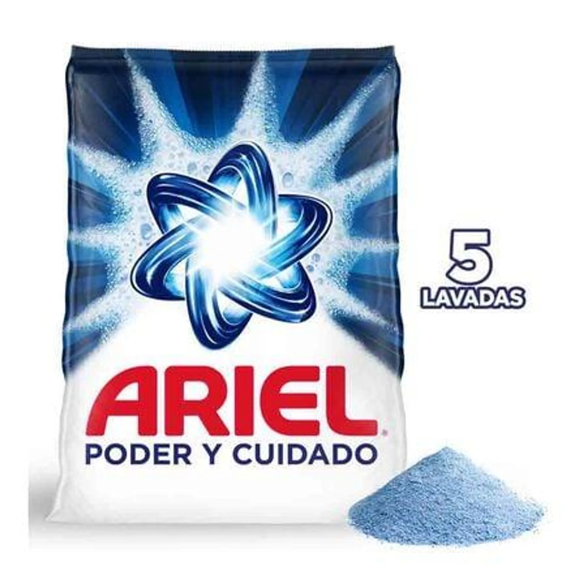 Detergente en Polvo Ariel Poder y Cuidado 5 lavadas (600g)